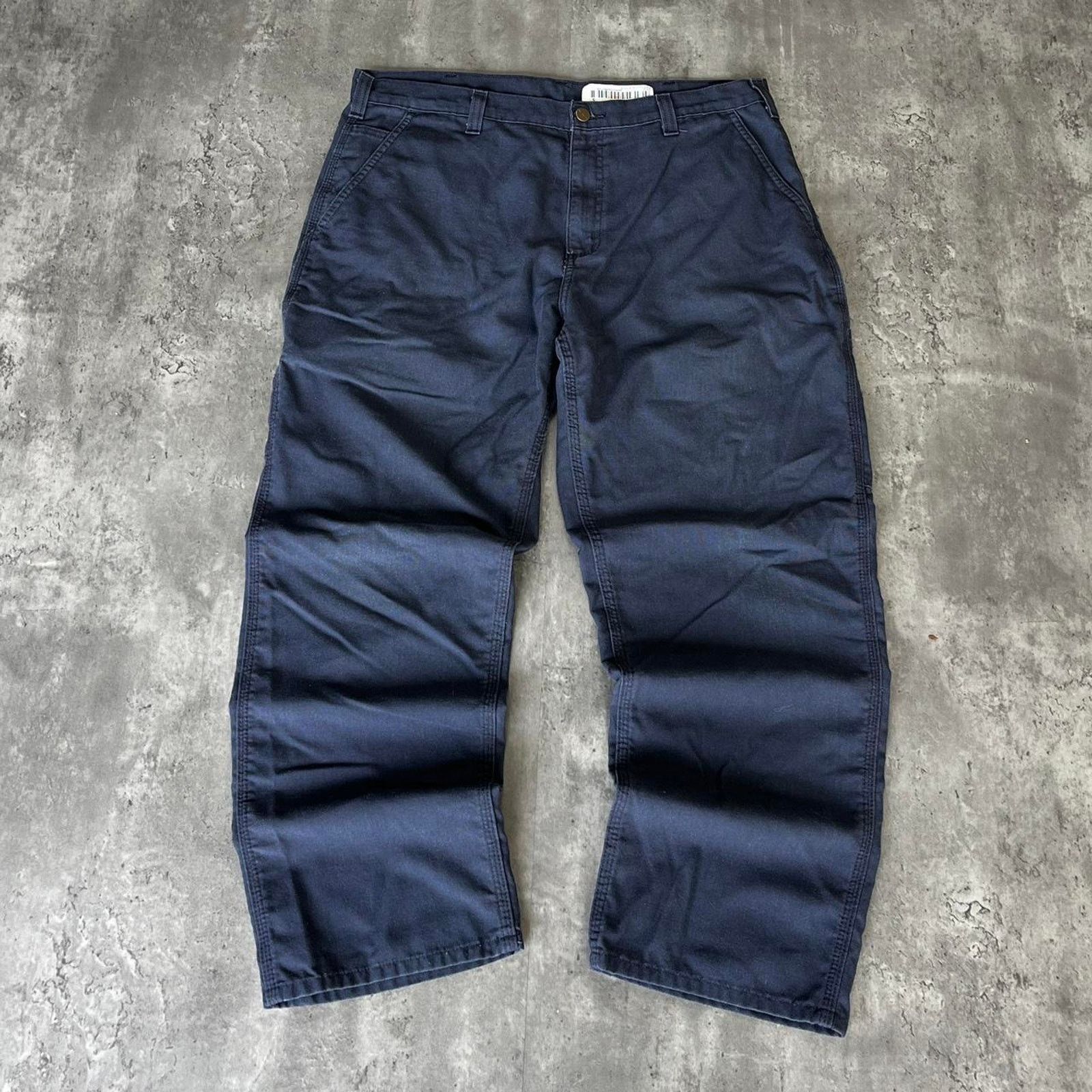 Carhartt × Carhartt Wip × Vintage Crazy Vintage Y2K Carhartt Baggy Carpenter Pants Navy Blue Size US 38 / EU 54 - 2 Thumbnail