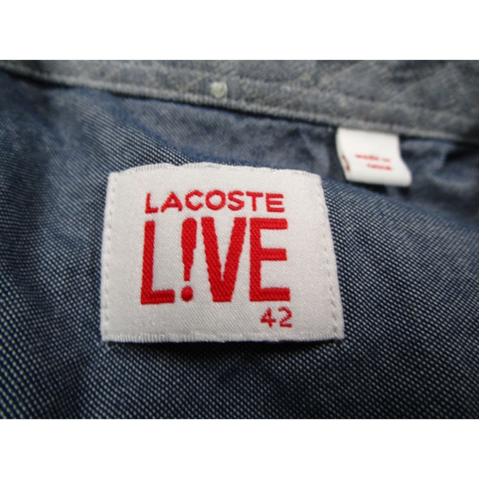 Lacoste Lacoste Live Shirt Mens 42 Blue Button Up Long Sleeve Diamond Quilted Crocodile Size US XL / EU 56 / 4 - 2 Thumbnail