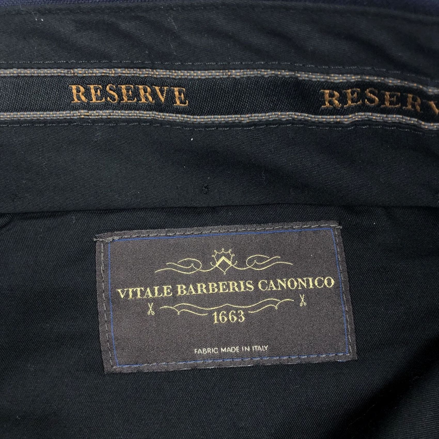 Vintage Jos A. Bank Reserve Vitale Barberis Canonico 100% Wool Dress Pants Navy 40R Men's Straight Flat Front Classic Formal Business Casual Dress Pants Men Size US 40 / EU 56 - 5 Thumbnail