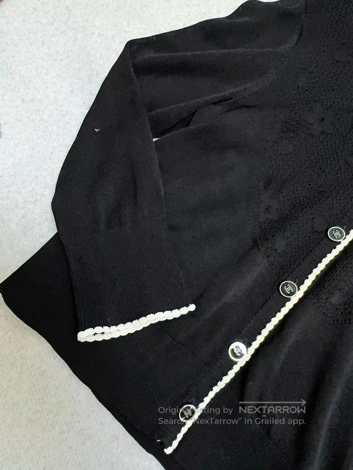 Chanel Chanel Black White Knit Cardigan Coat. Size US M / EU 48-50 / 2 - 3 Thumbnail