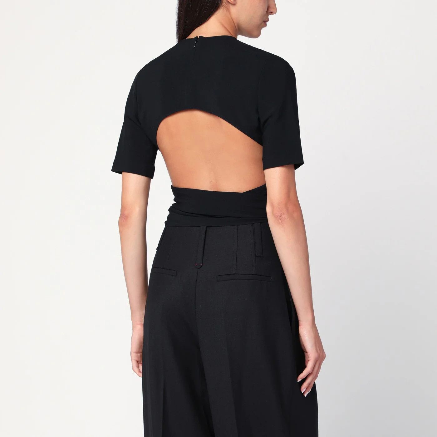 Alaia o1d2blof0426 Crossed Crop Top in Black Size S / US 4 / IT 40 - 3 Thumbnail