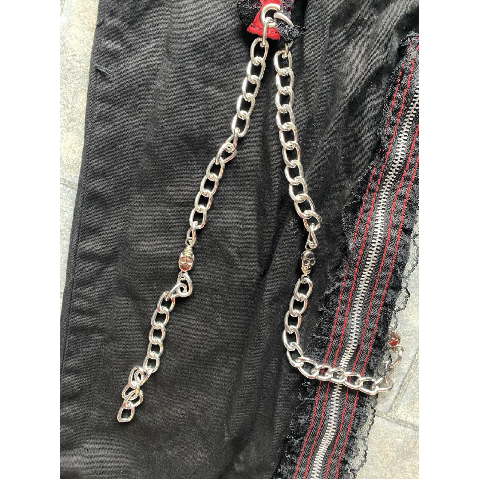 Tripp NYC VINTAGE Tripp NYC Pants WOMENS 27/5 Midnight Black Lace Chains Studded Zip Up Leg Wideners For Boots Womens Mens? Size 27" / US 4 / IT 40 - 5 Thumbnail