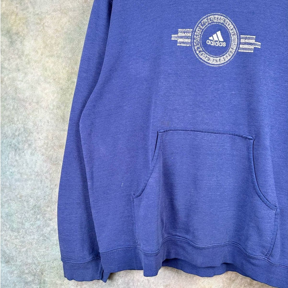 Adidas × Vintage Vintage Adidas Hoodie Sweatshirt Sz L Blue Pullover 90s Size US L / EU 52-54 / 3 - 5 Thumbnail