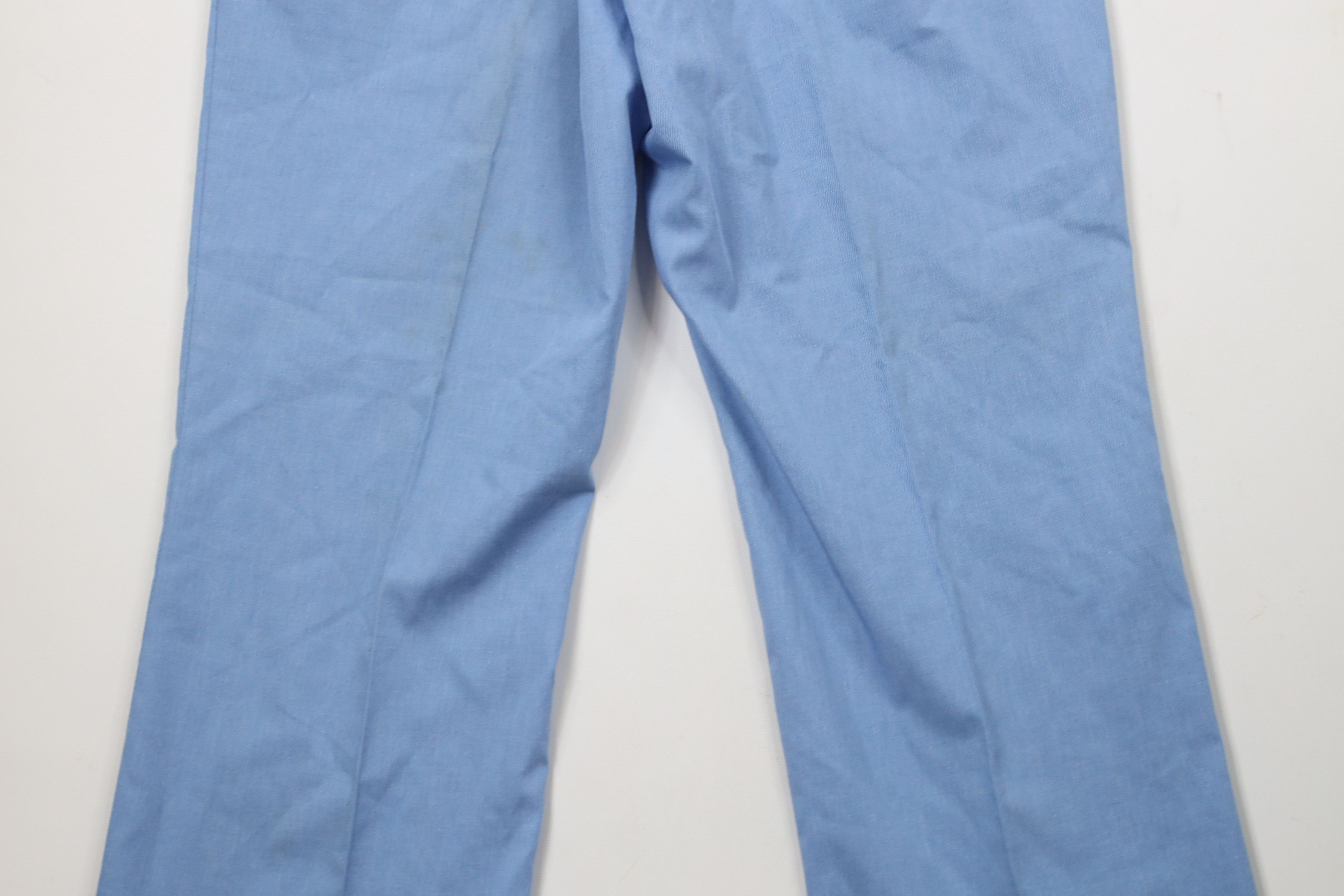 Vintage Vintage 70s Streetwear Chambray Wide Leg Chino Pants Blue Size US 30 / EU 46 - 13 Thumbnail