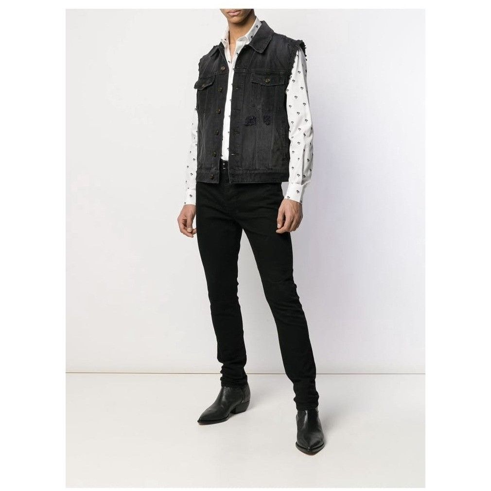 Saint Laurent Paris Saint Laurent Distressed Denim Waistcoat Size US M / EU 48-50 / 2 - 2 Thumbnail