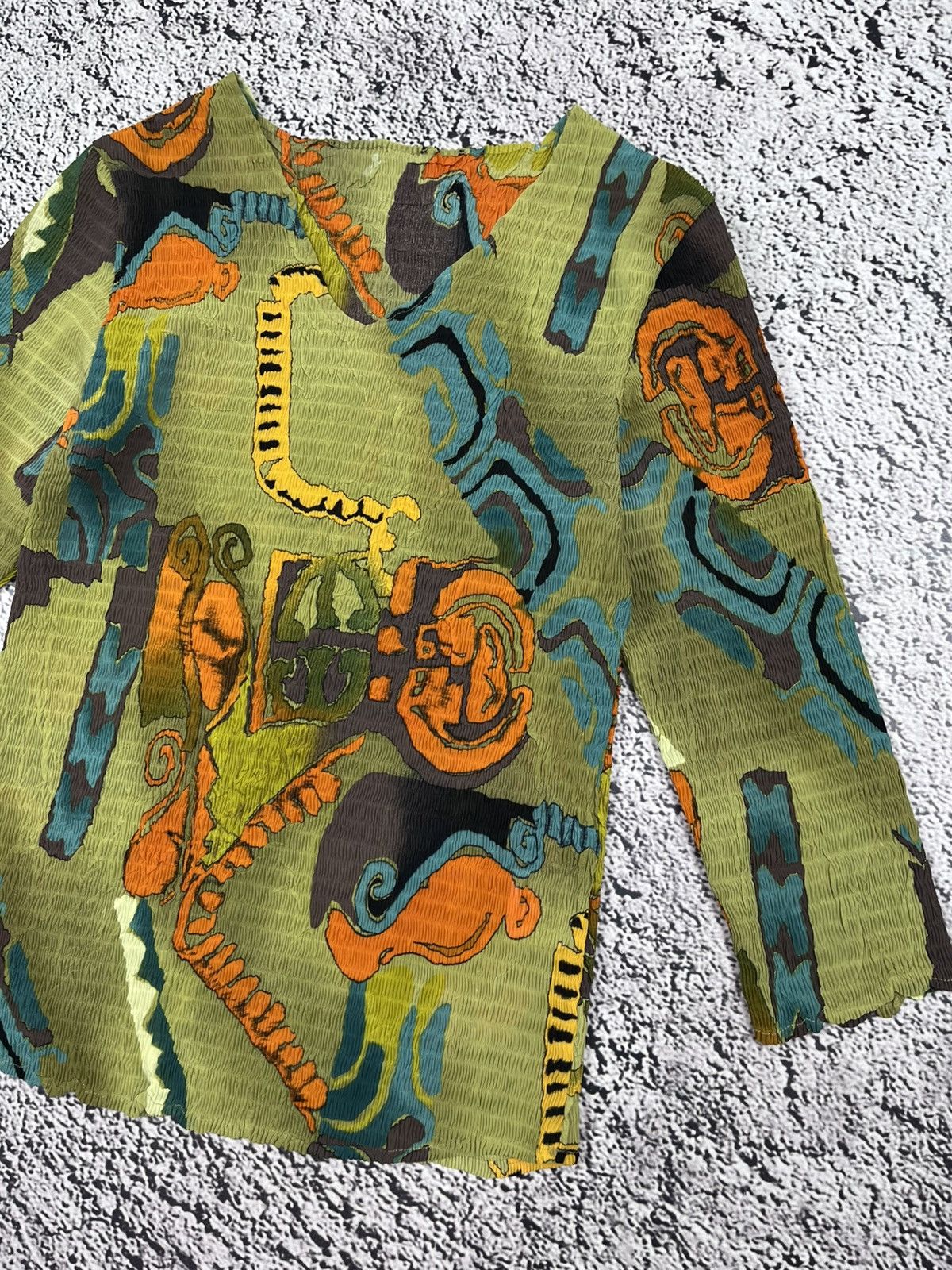 Japanese Brand Vintage Y2K Abstract Graphic Longsleeve Textured Art Top Size S / US 4 / IT 40 - 4 Thumbnail
