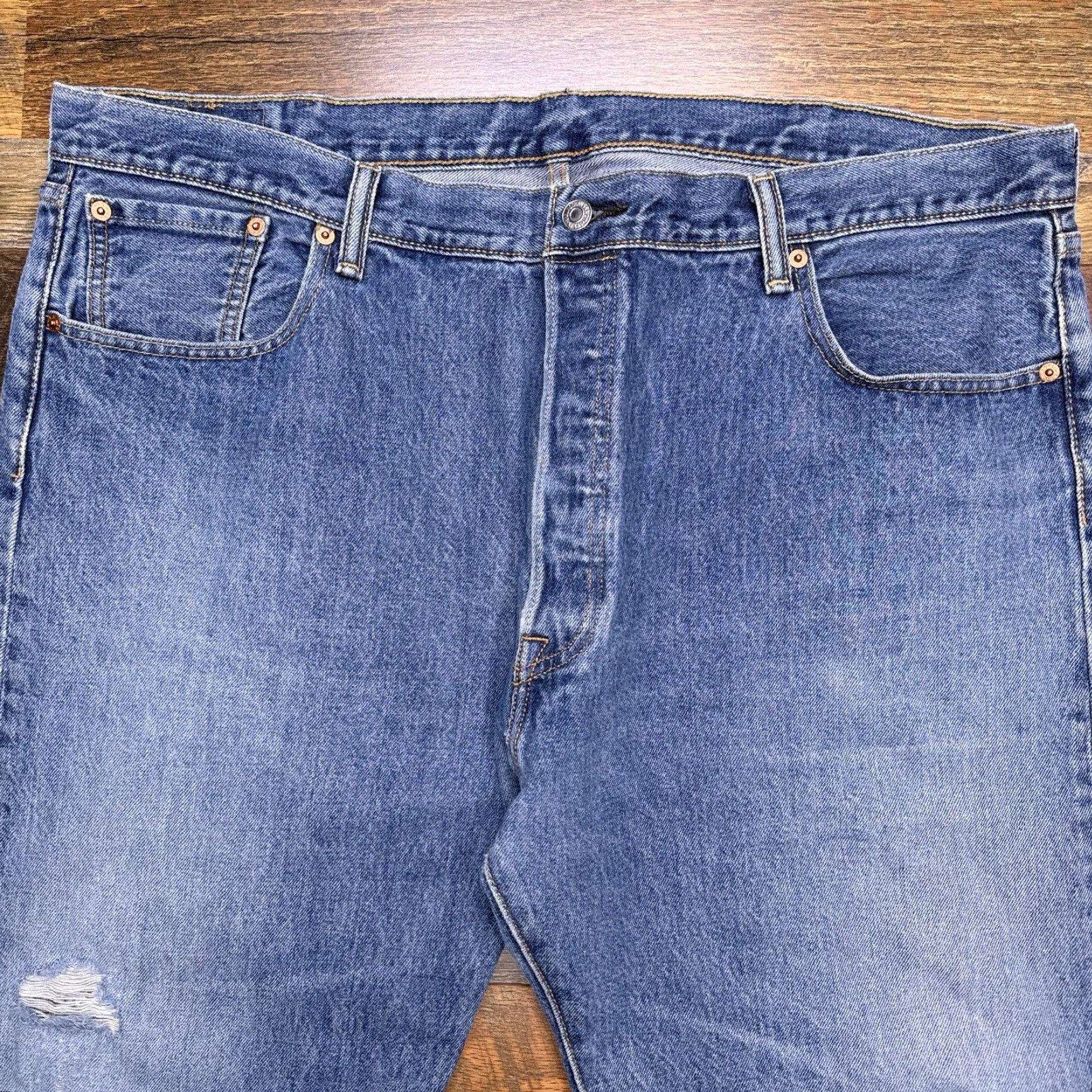 Levi's Levi's 501 Jeans Mens 42x30 Blue Button Fly Straight Regular 5-Pocket Denim Cotton Size US 42 / EU 58 - 4 Thumbnail