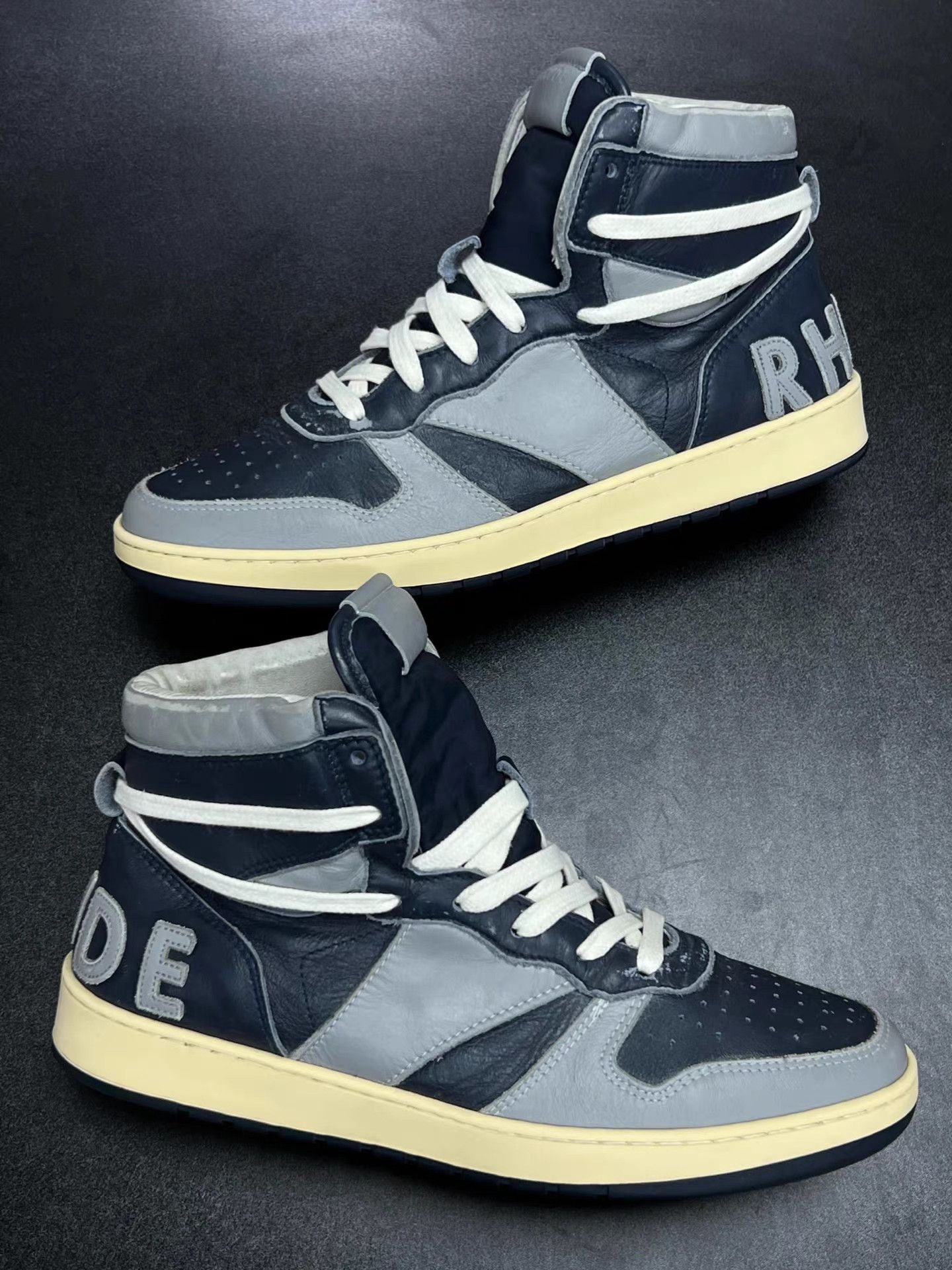 Rhude RHUDE Blue-Gray Distressed High-Top Sneakers K15 Size US 8 / EU 41 - 5 Thumbnail