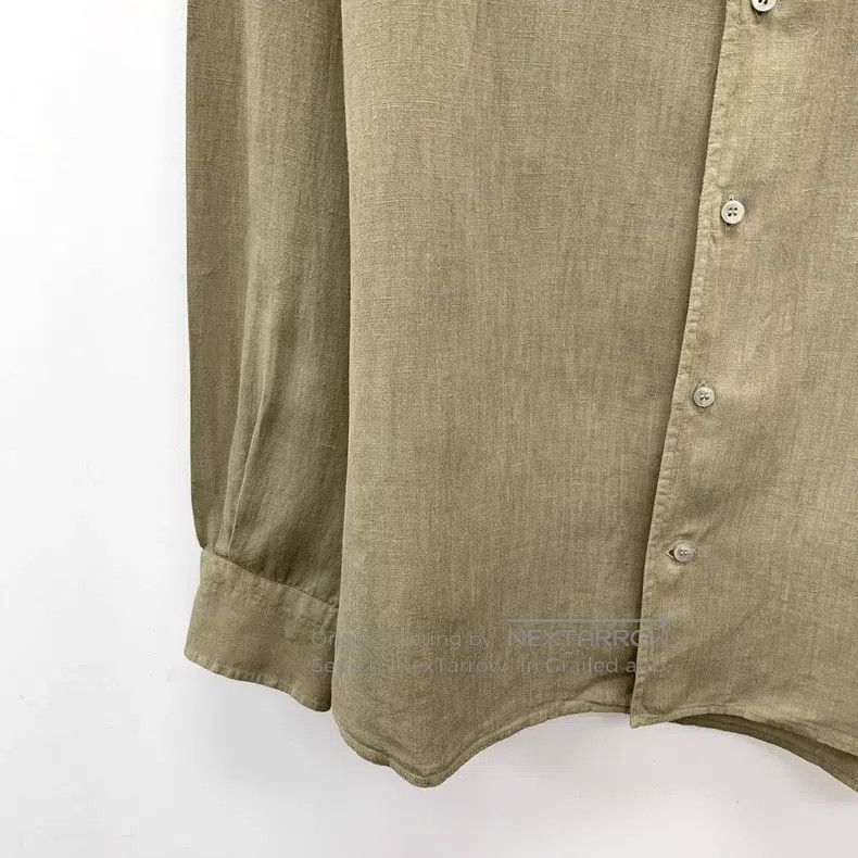 Loro Piana Loro Piana Brown Green Linen Collar Single Breasted Long S Size US L / EU 52-54 / 3 - 4 Thumbnail