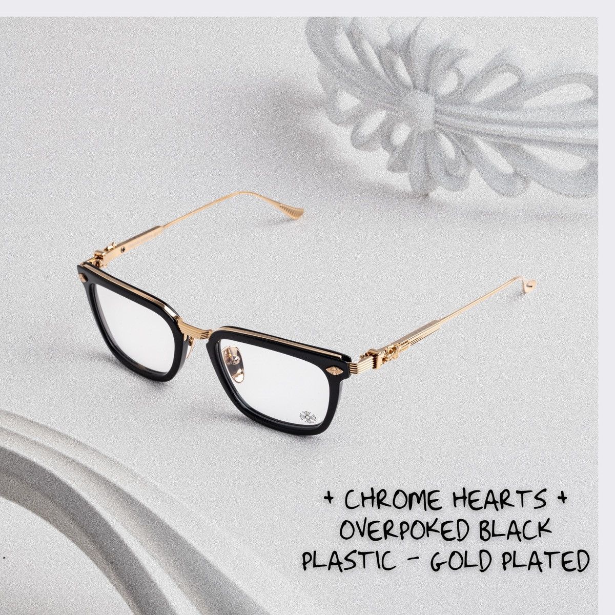 Chrome Hearts CHROME HEARTS OVERPOKED BLACK-PLASTIC / GOLD PLATED GLASSES Size ONE SIZE - 1 Thumbnail