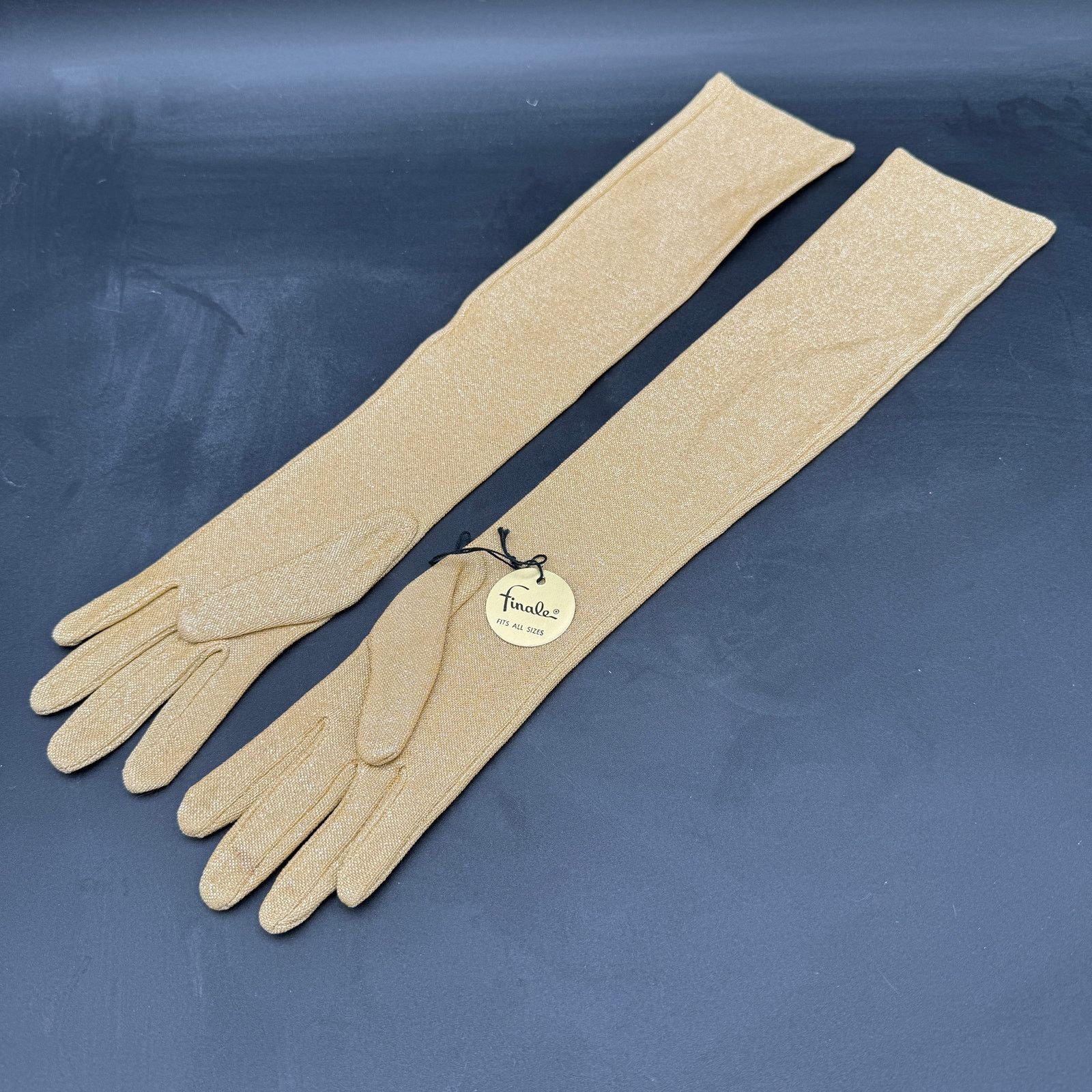Vintage Vtg Gold Gloves 50 60s Evening Dressy Mid-Arm Glittery Lame Size ONE SIZE - 1 Thumbnail
