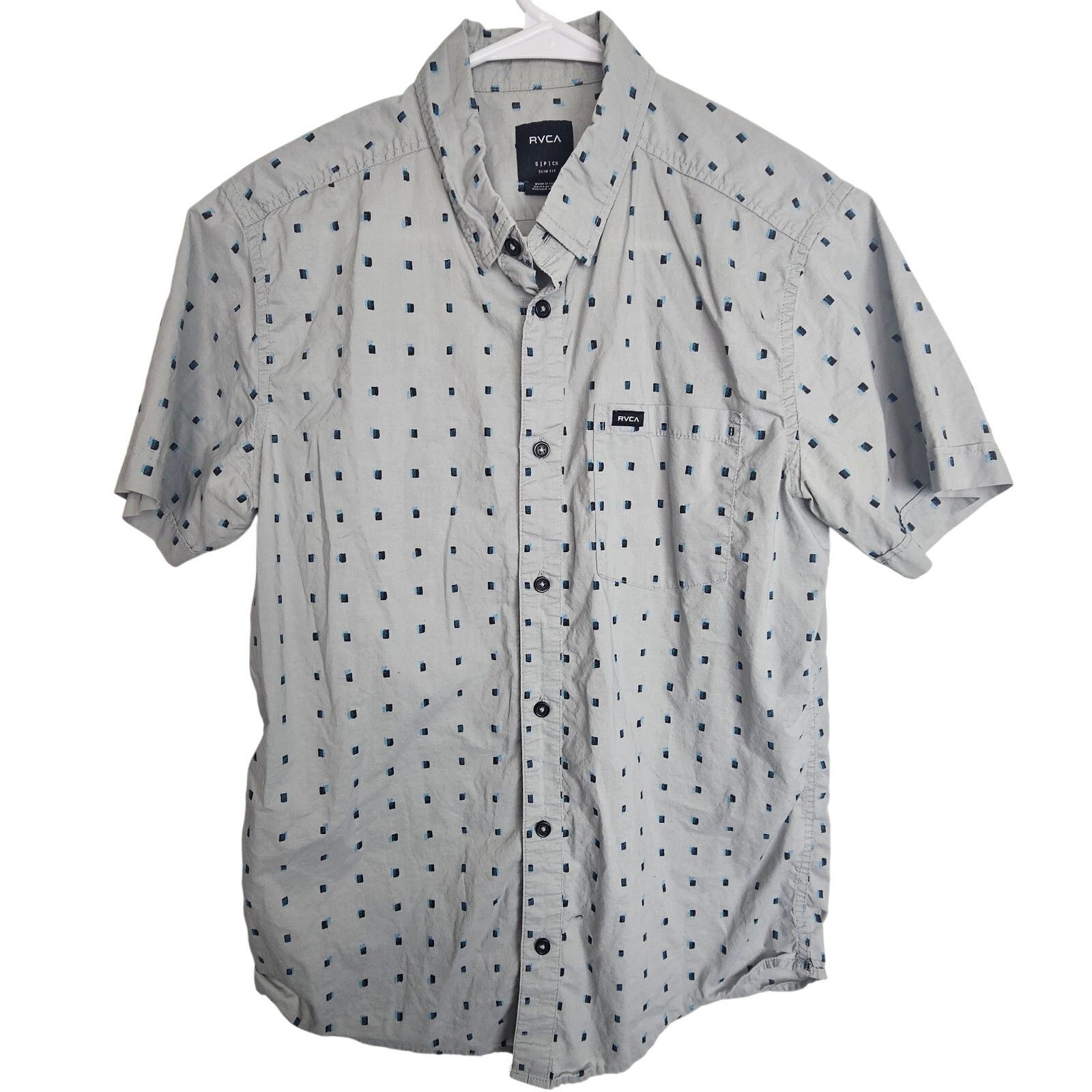 RVCA RVCA Shirt Men S Gray Geometric SS Casual Collared Preppy Size US S / EU 44-46 / 1 - 1 Thumbnail