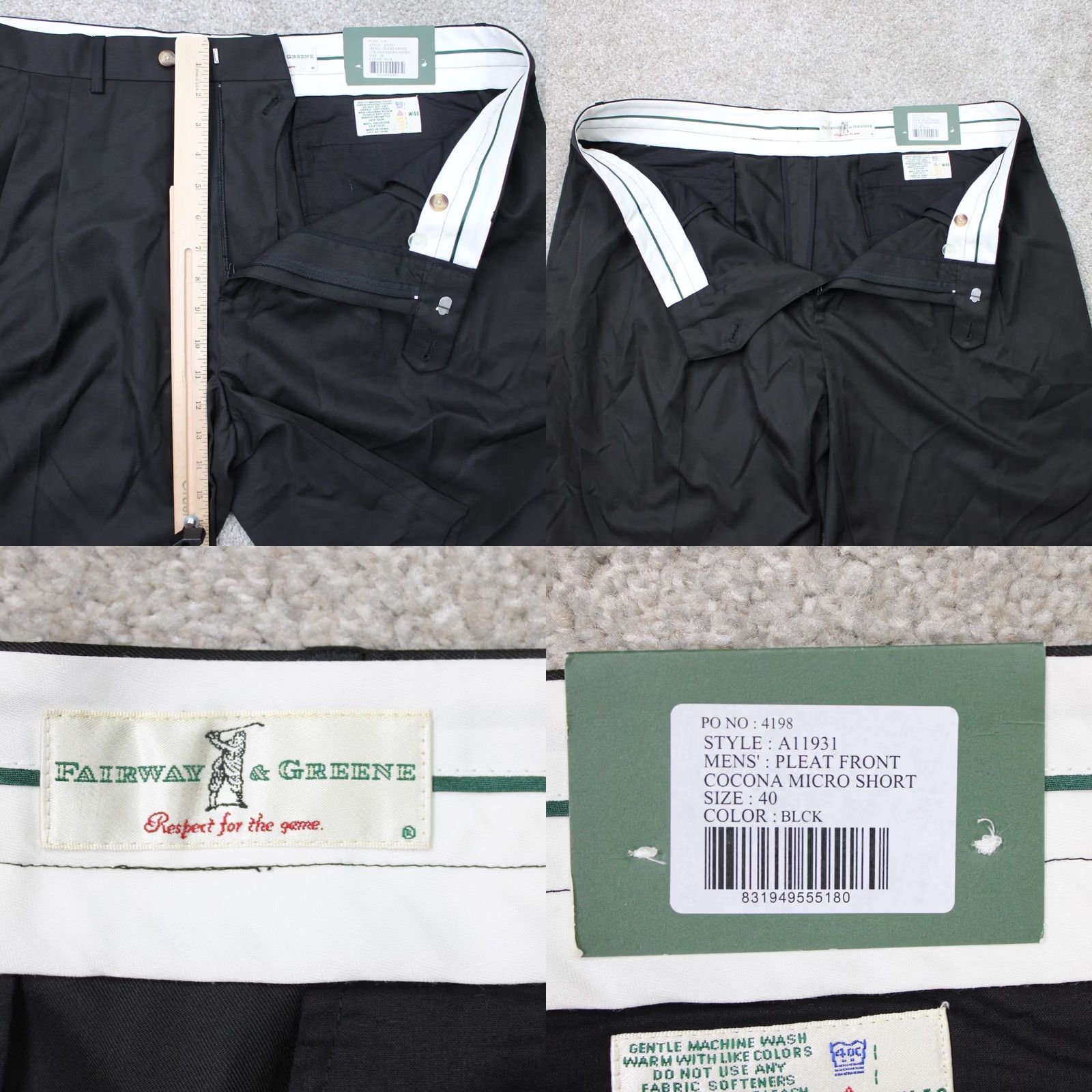 Vintage Fairway & Greene Shorts Mens 40 Black Pleated Polyester NWT Chino Pockets 10in Inseam Casual Summer Beach Preppy Size US 40 / EU 56 - 8 Thumbnail