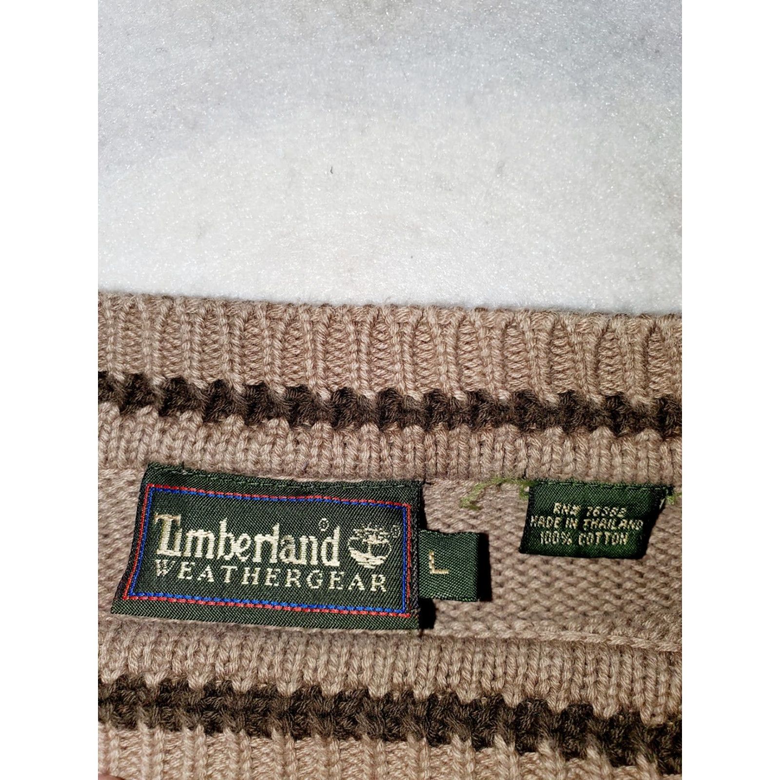 Timberland VINTAGE Timberland Weather Gear pullover Mens Cable Knit Sweater Crew Neck L Large Casual Mens Wool Cotton Brown Embroidered Logo 90s? Size US L / EU 52-54 / 3 - 3 Thumbnail