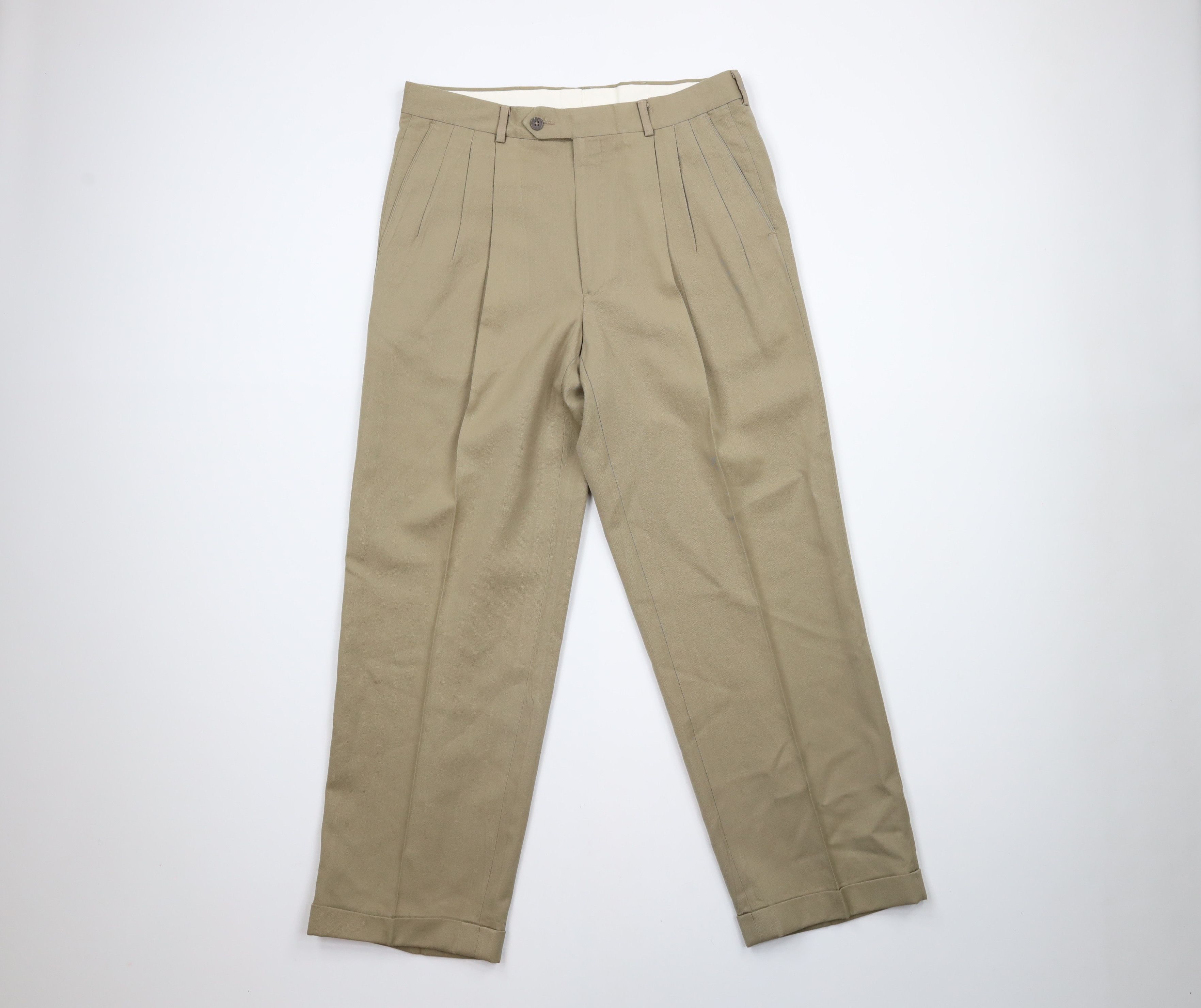 Givenchy × Vintage Vintage 90s Givenchy Cuffed Wool Chino Pants Trousers Beige Size US 32 / EU 48 - 1 Thumbnail