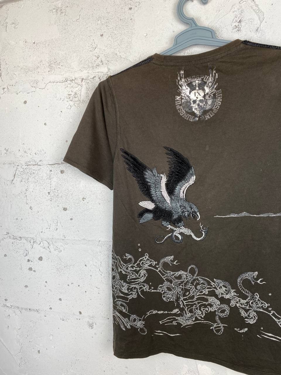 Japanese Brand × Ringspun Vintage y2k Ringspun Punk Japan Eagle Embroidery tshirt Size US XL / EU 56 / 4 - 9 Thumbnail