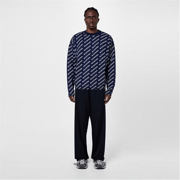 Balenciaga Logo Intarsia Cotton Blend Jumper Size US S / EU 44-46 / 1 - 4 Thumbnail