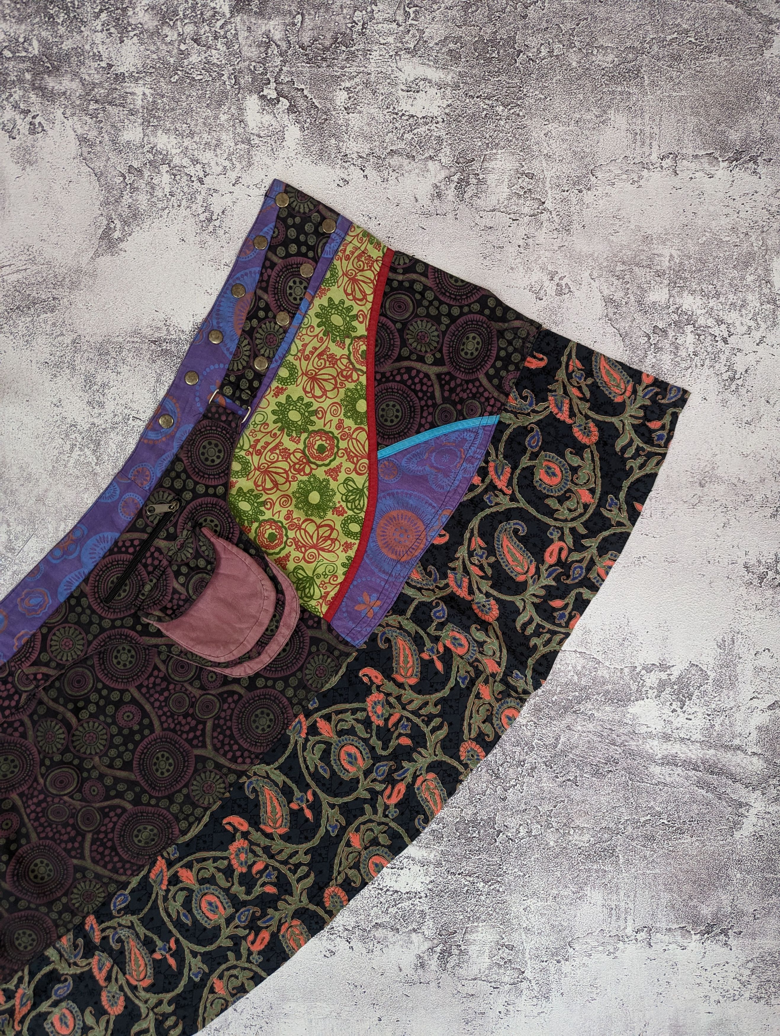 Japanese Brand VTG Japanese Patchwork Wrap Skirt Boho Fairy M/L Size 31" - 19 Thumbnail