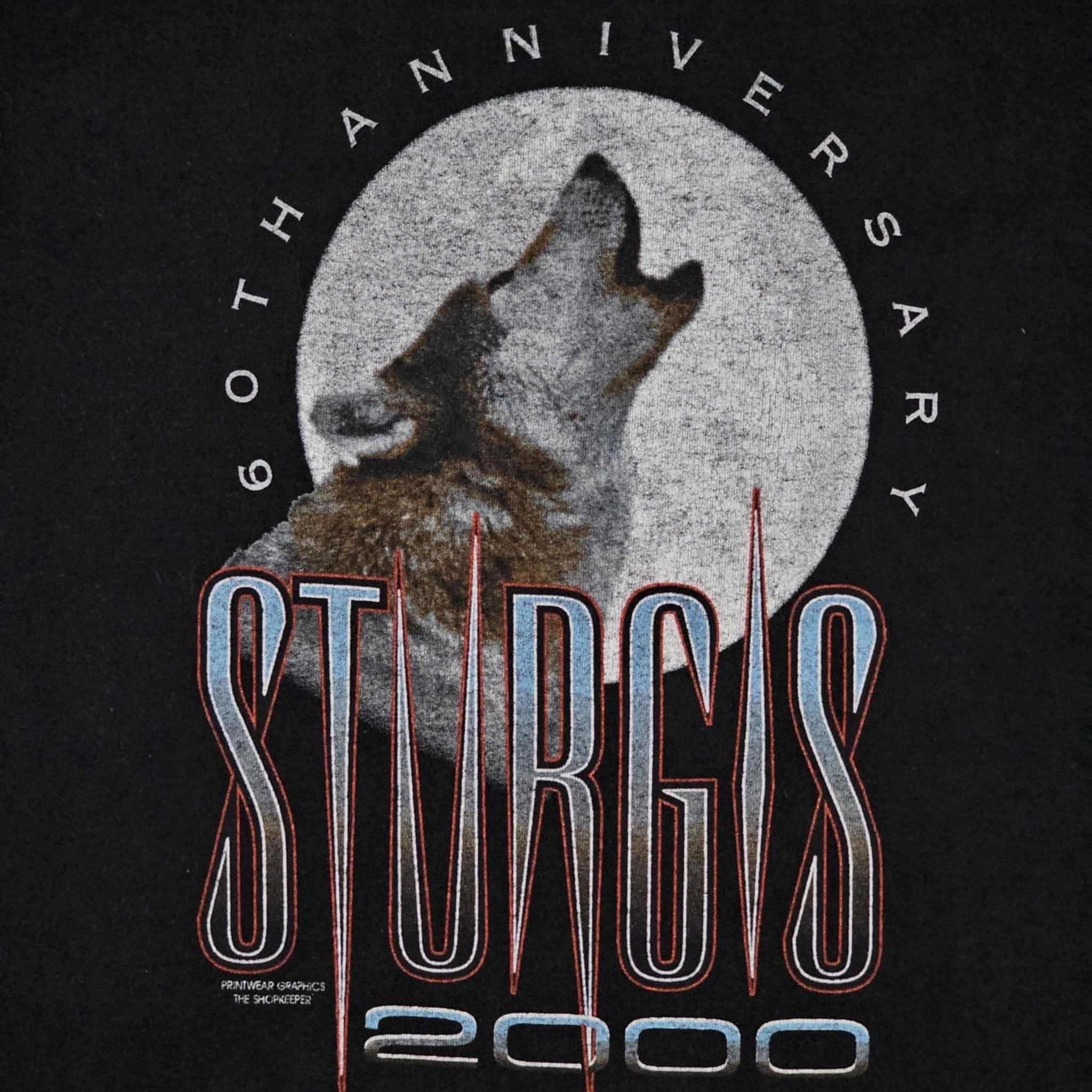 Fruit Of The Loom × Vintage Sturgis Vintage Y2K Wolf Motorcycle Rally T-Shirt Size US L / EU 52-54 / 3 - 4 Thumbnail