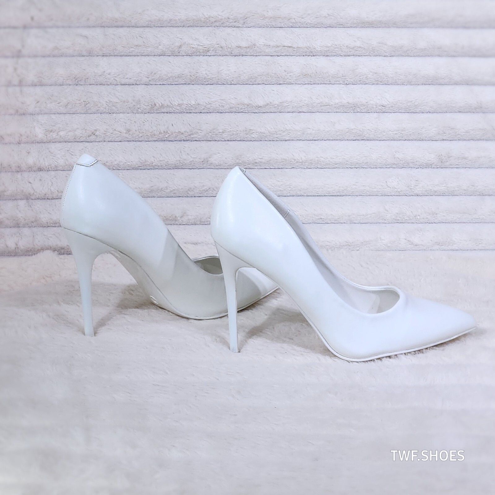 Other Fabio White Matte 4.5" High Heel Shoes Pointy Toe Pump US La Size US 8.5 / IT 38.5 - 1 Thumbnail