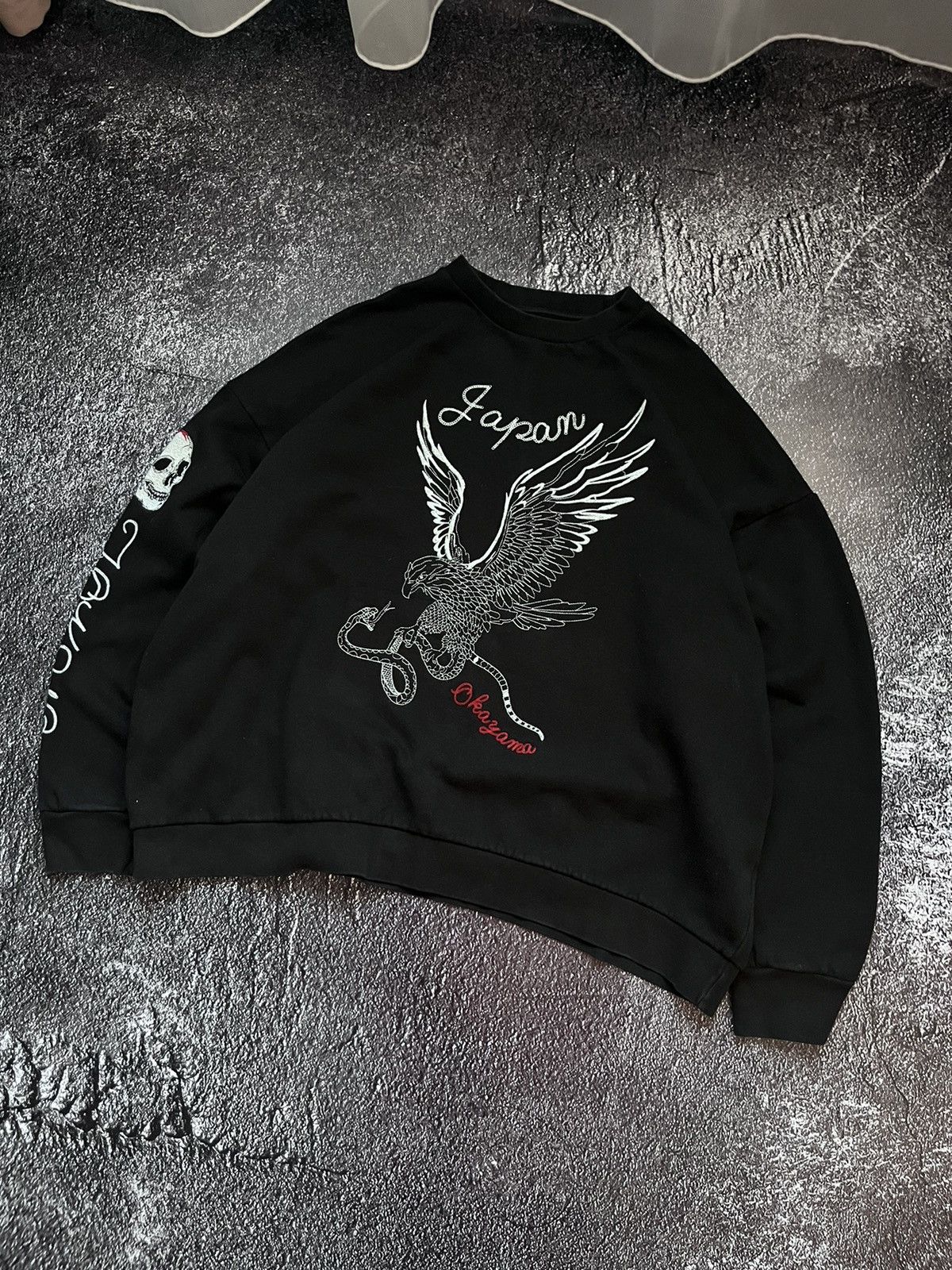 Japanese Brand Zara Zara Man Big Logo Embroidered Tokyo Eagle Skull Sweatshirts Grailed