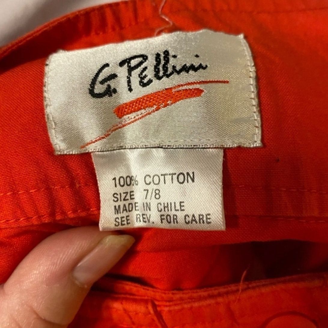 Other Vintage 80s G. Pellini High Waisted Orange Cotton Skirt 7/8 Size 25" / US 0 / IT 36 - 4 Thumbnail