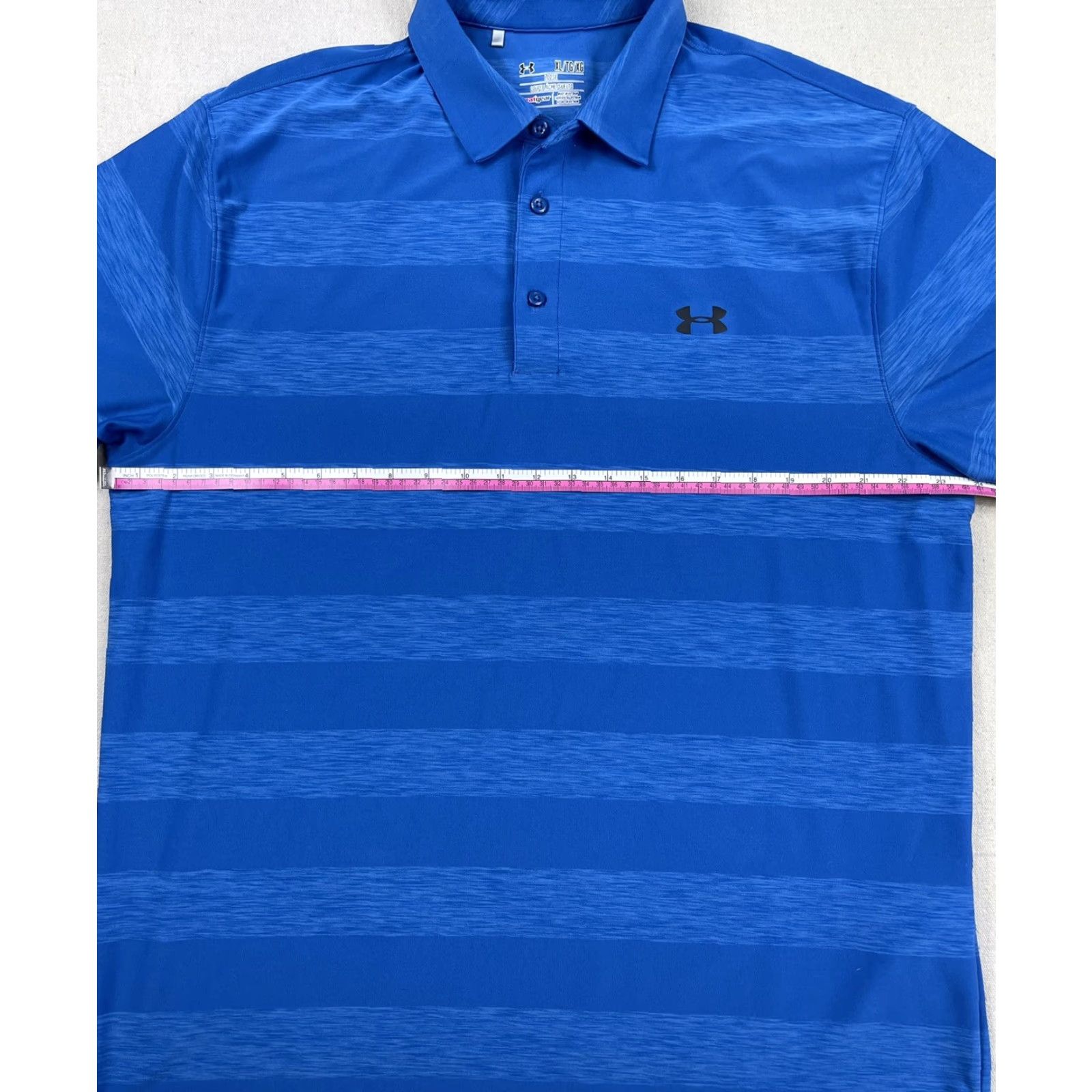 Under Armour Under Armour Golf Polo Mens XL Blue Striped Heat Gear Quick Dry UA Polo Shirt Size US XL / EU 56 / 4 - 4 Thumbnail