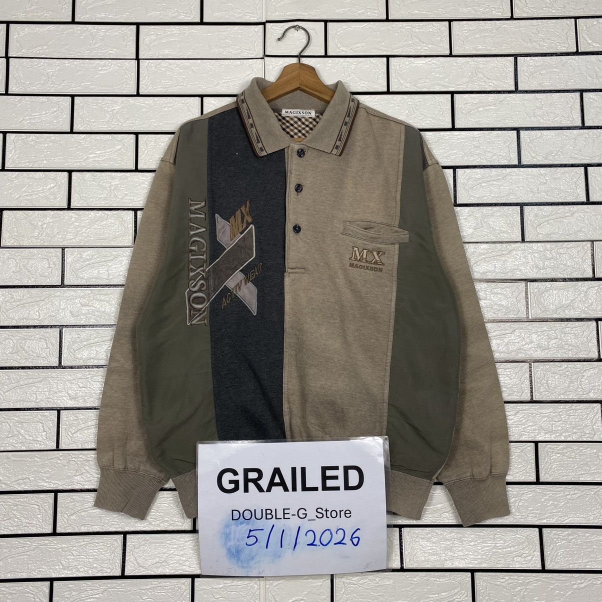 Japanese Brand 📌Vintage Collar Sweatshirt Magixson Embroidery Big Logo Size US L / EU 52-54 / 3 - 1 Thumbnail