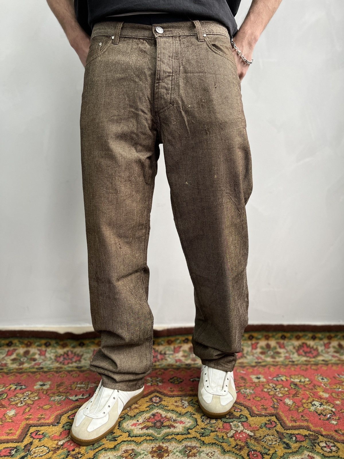 Versace VINTAGE BAGGY VERSACE MEDUSA Y2K BROWN PABTS JEANS Size US 34 / EU 50 - 1 Thumbnail