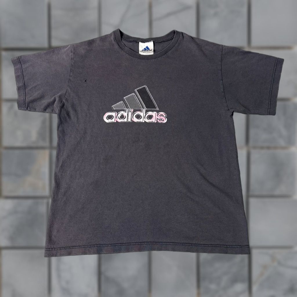 Adidas VINTAGE Adidas T Shirt Adult M Gray Faded Logo Spellout USA Distressed 90s Shirt Mens T-Shirt Size US M / EU 48-50 / 2 - 1 Thumbnail