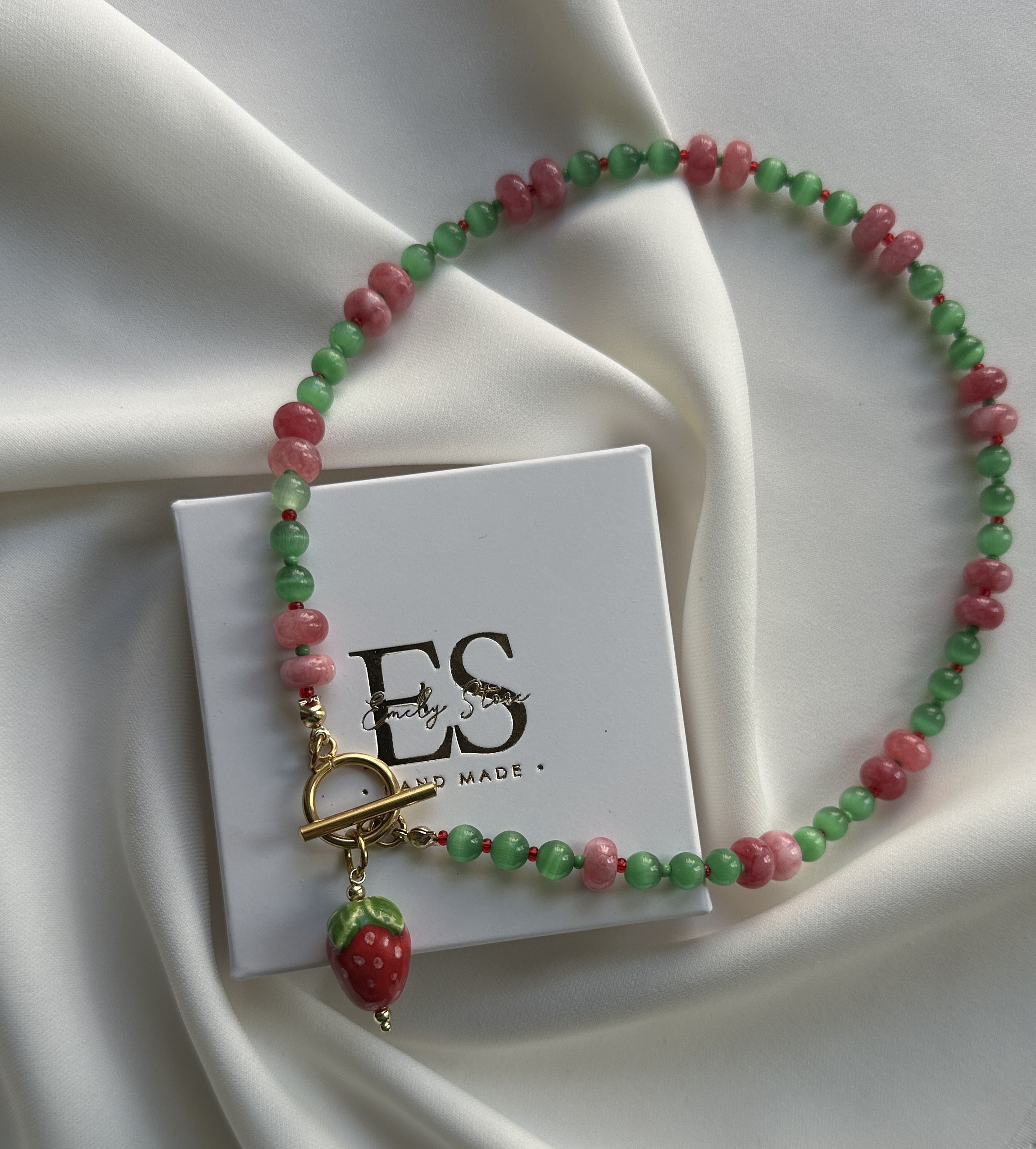 Other "Strawberry Heart" Ceramic & Gemstone Jewelry Set Size ONE SIZE - 9 Thumbnail