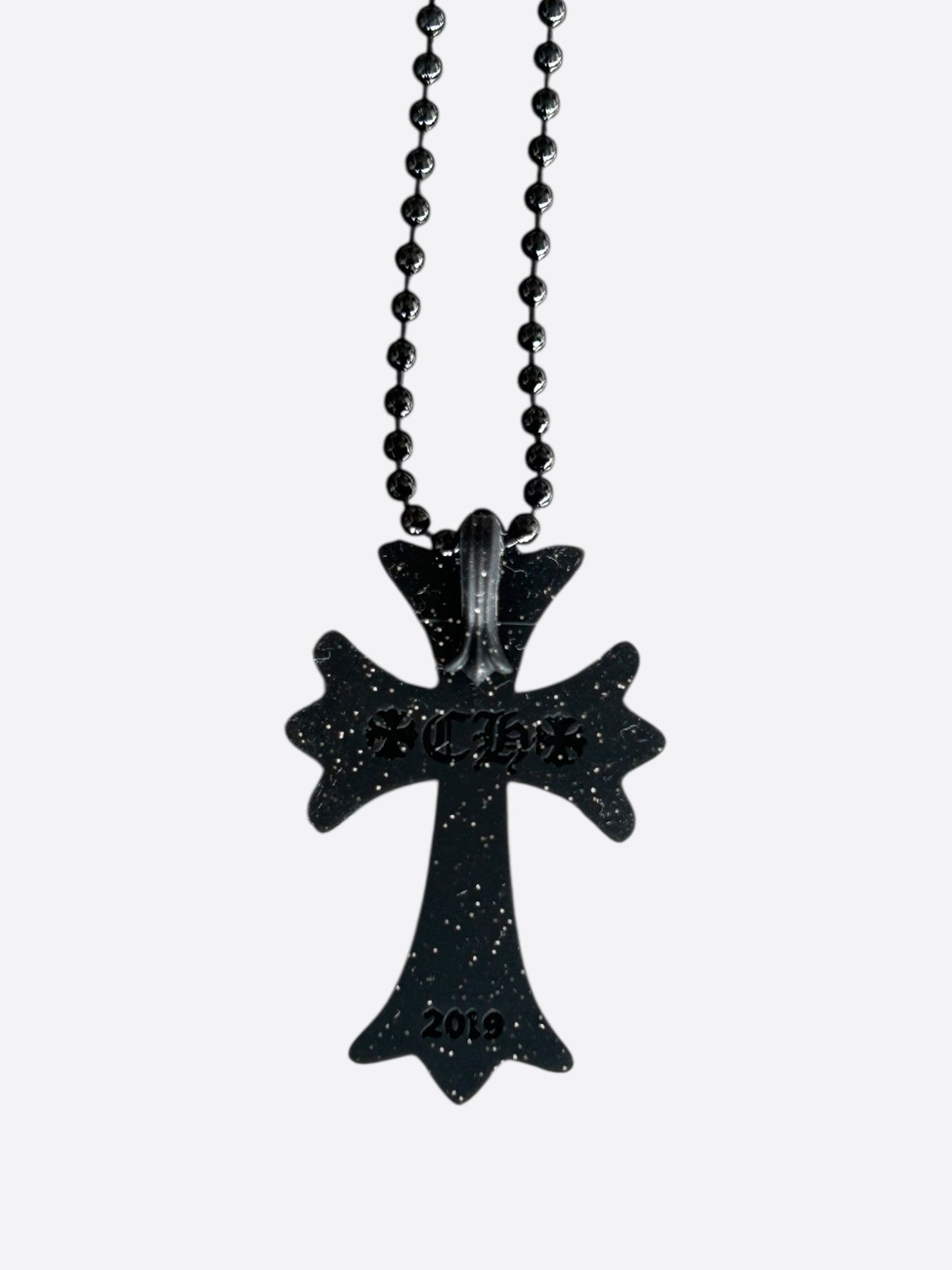 Chrome Hearts Chrome Hearts Black Glitter Silichrome Cross Necklace Size ONE SIZE - 2 Thumbnail