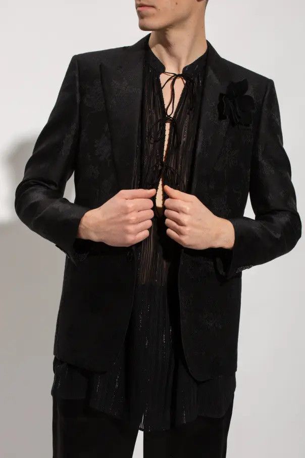 Saint Laurent Paris o1bcso1str1124 Fitted Single-Breasted Jacket in Black Size US M / EU 48-50 / 2 - 2 Thumbnail