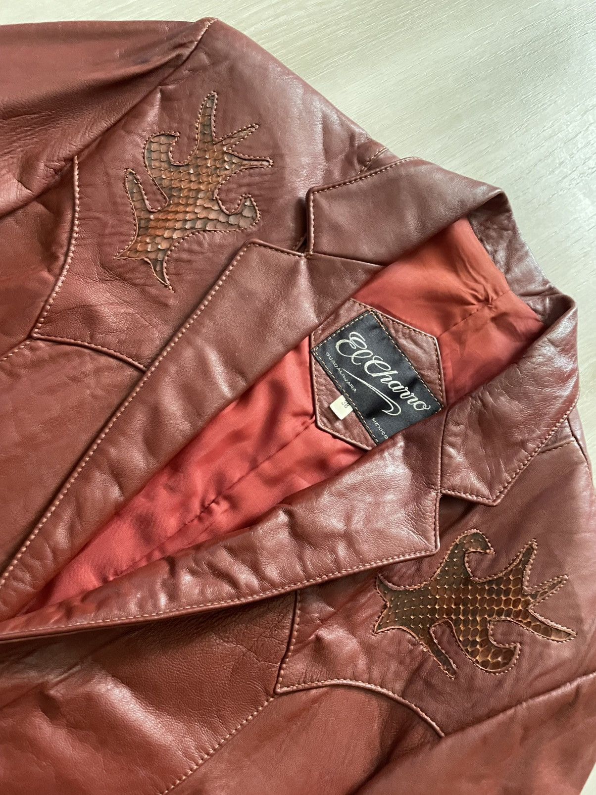 Vintage Vtg El Charro Western Leather Jacket Blazer Snakeskin Sz 38 Size US M / EU 48-50 / 2 - 3 Thumbnail