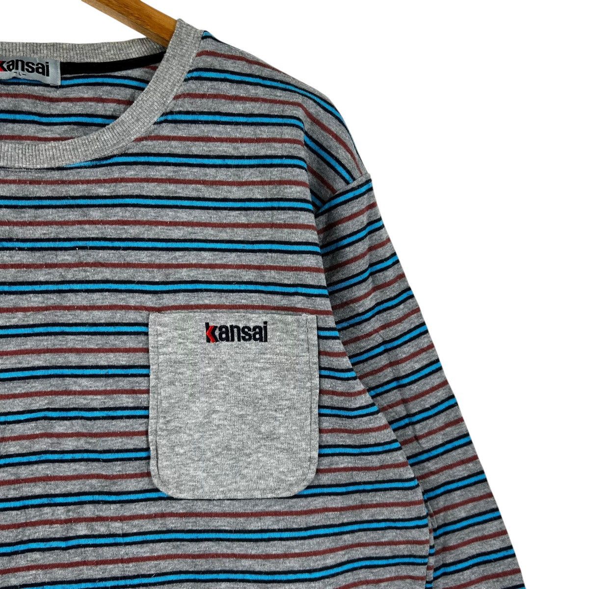 Kansai Yamamoto Vintage Kansai Yamamoto Striped Long Sleeve Tee 90s Japan Size US L / EU 52-54 / 3 - 5 Thumbnail