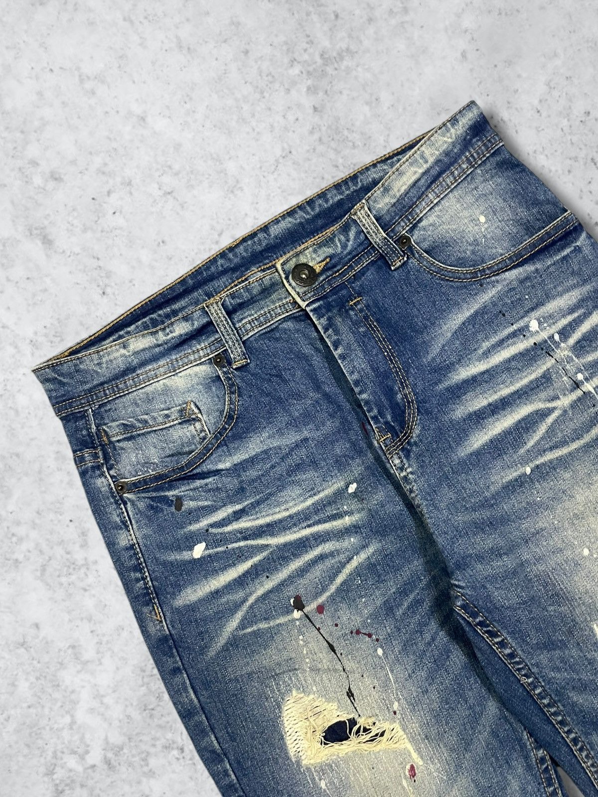Amiri Vintage Japanese Paint Splat Sashiko Patch High Rise Jeans Size 30" / US 8 / IT 44 - 6 Thumbnail