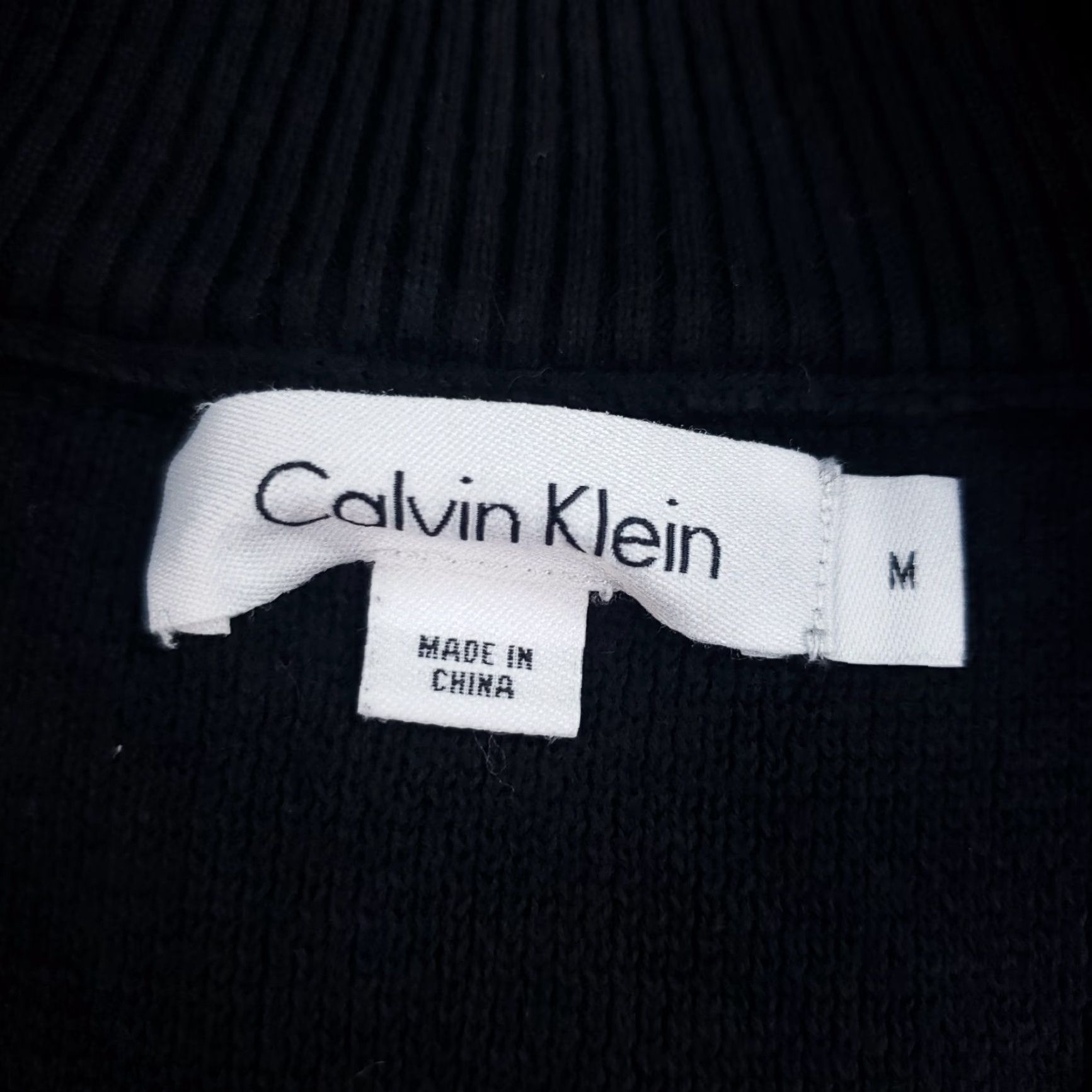 Calvin Klein Calvin Klein Mens Sweater Black 1/4 Zip Pullover Mock Neck Knit Medium Size US M / EU 48-50 / 2 - 5 Thumbnail