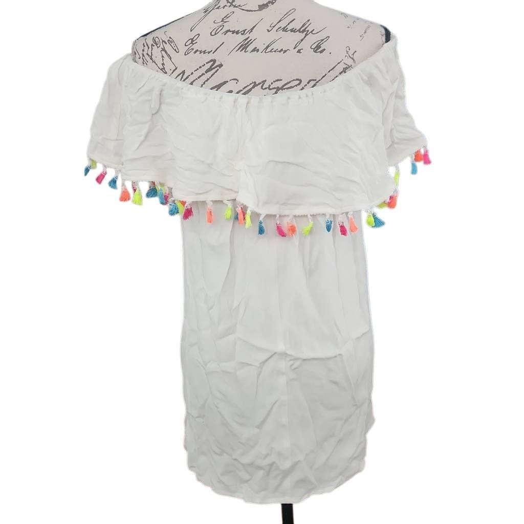 Forever 21 Forever 21 Ladies Sise Small Cream Neon Tassel Off Shoulder Size S / US 4 / IT 40 - 2 Thumbnail