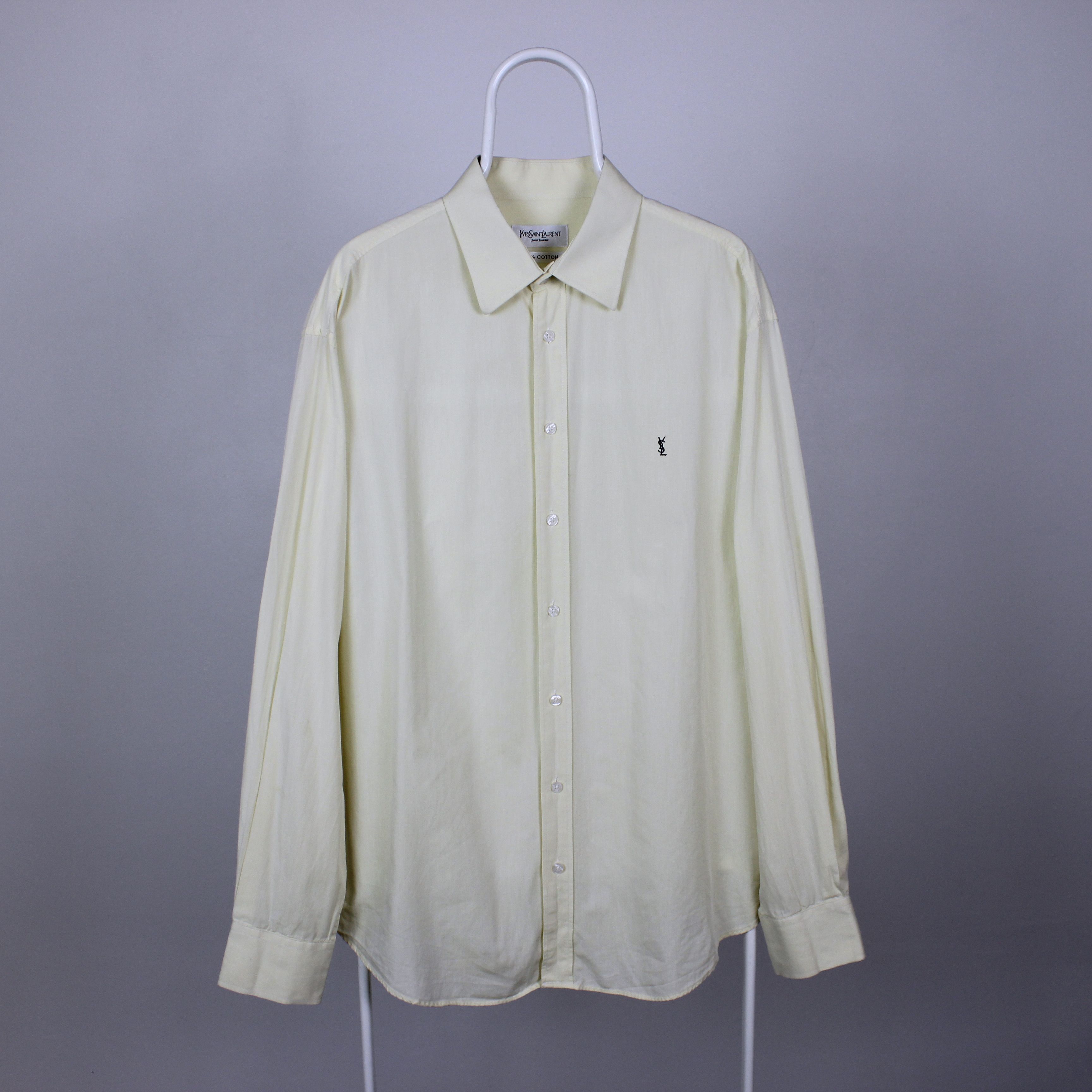 Yves Saint Laurent YSL shirt men yellow lemon L XL