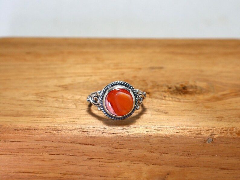 Handmade Carnelian Ring: Handmade Sterling Silver Ring, Gift for Wife Size ONE SIZE - 1 Thumbnail