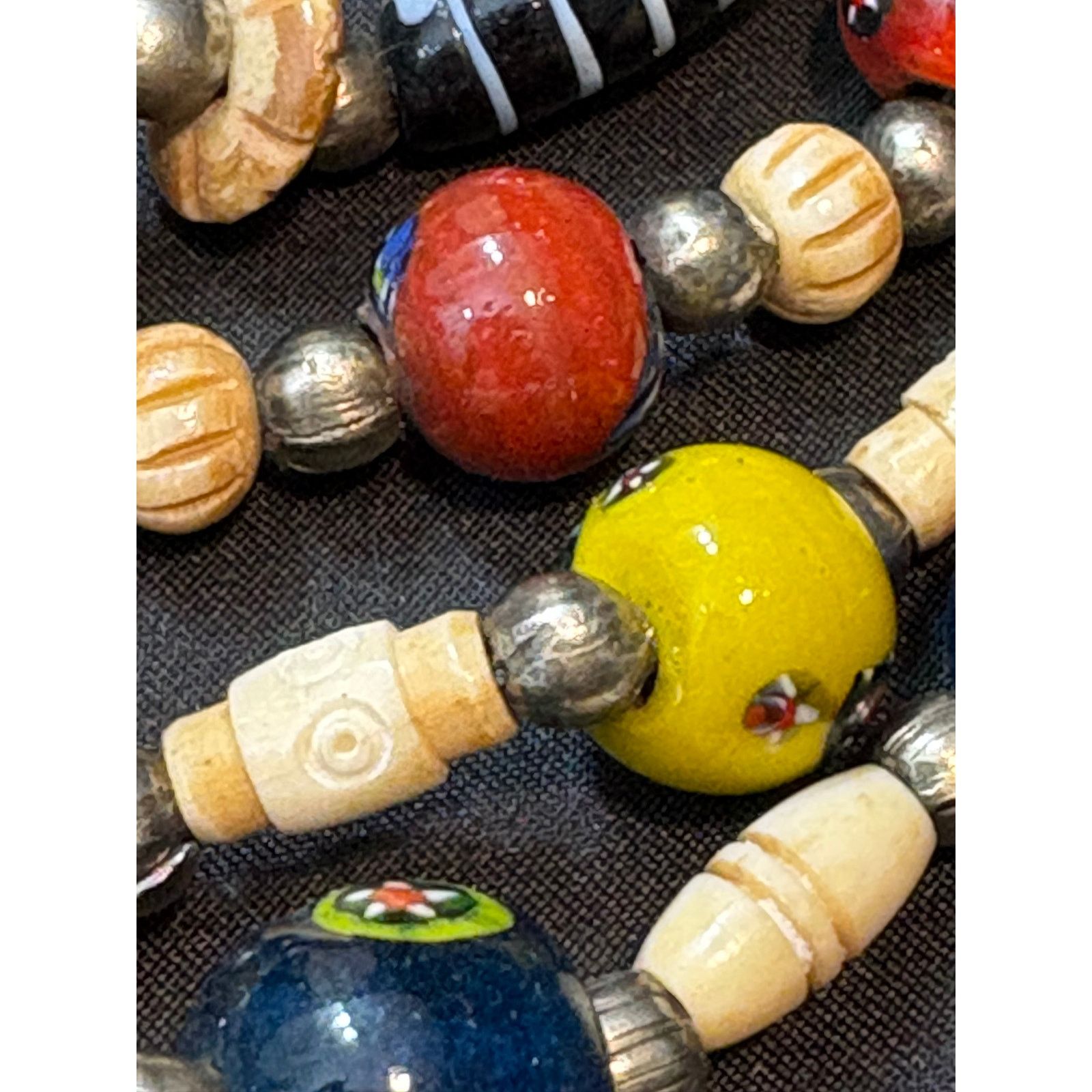 Other Multi-Strand Tribal Trade Bead Necklace Bone & Glass Beads Size ONE SIZE - 15 Thumbnail