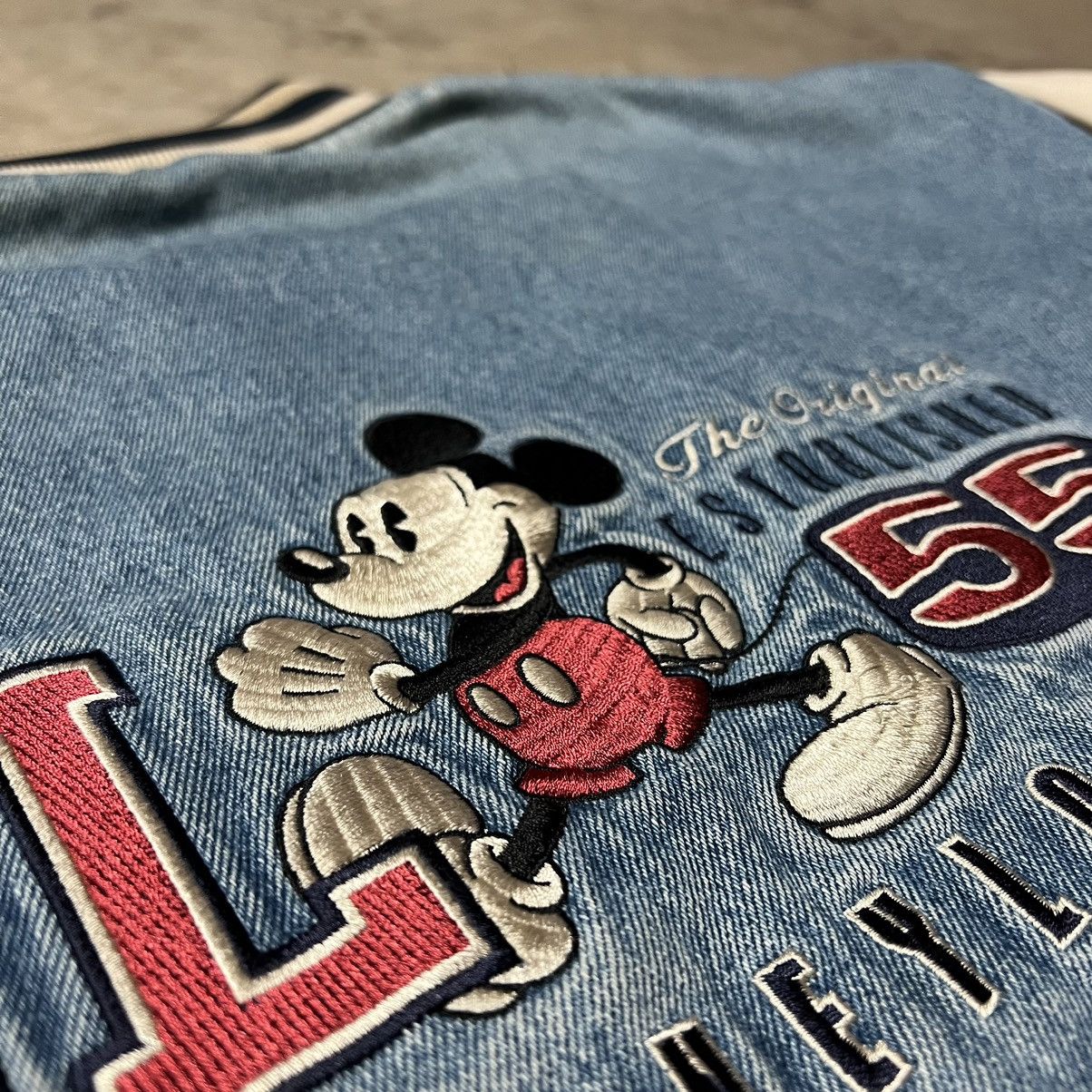 Disney × Mickey Mouse × Vintage Vintage Y2K Disneyland Mickey Mouse Denim Varsity Jacket Size US XXL / EU 58 / 5 - 7 Thumbnail