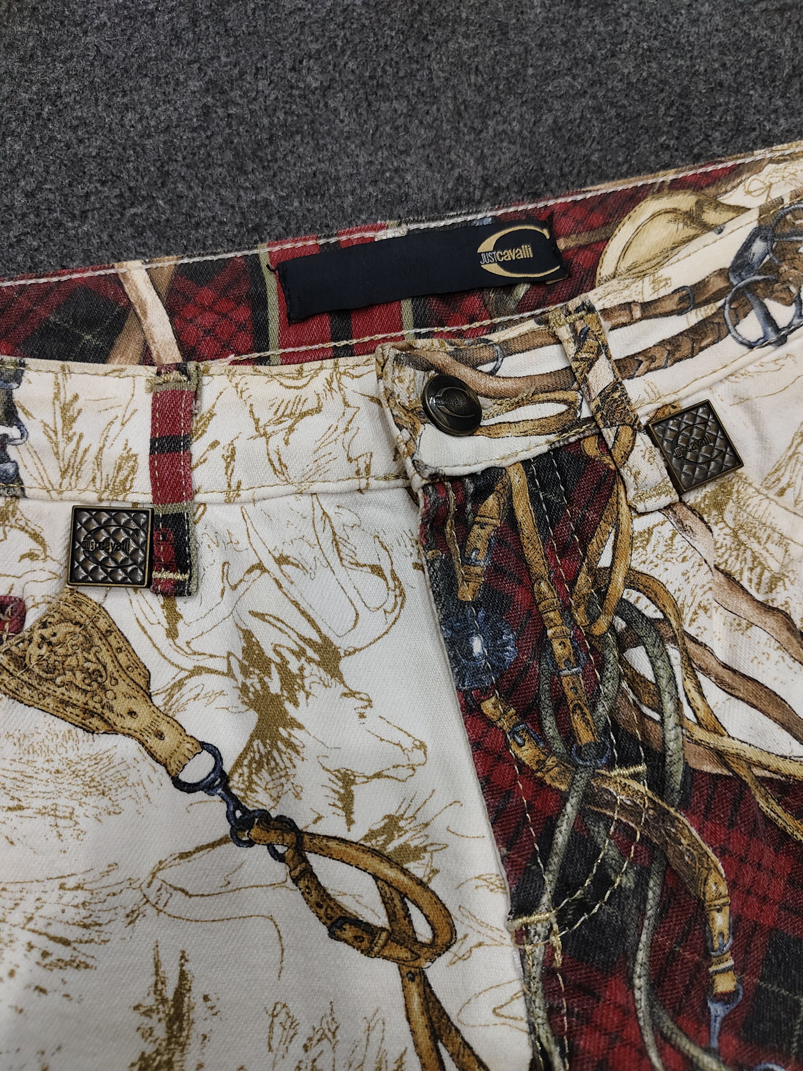 Just Cavalli 90s Just Cavalli❤️‍🔥Archive Baroque Equestrian Flare Jeans Size 29" - 6 Thumbnail