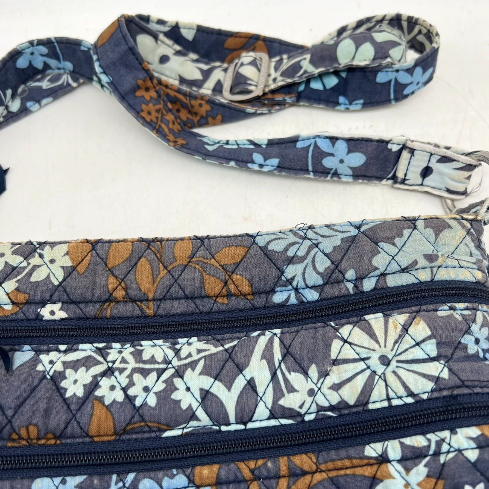 Vintage Vera Bradley Crossbody Quilted Purse Blue Floral 12X12 Medium Women Bag, Blue, All In One Crossbody Size ONE SIZE - 3 Thumbnail