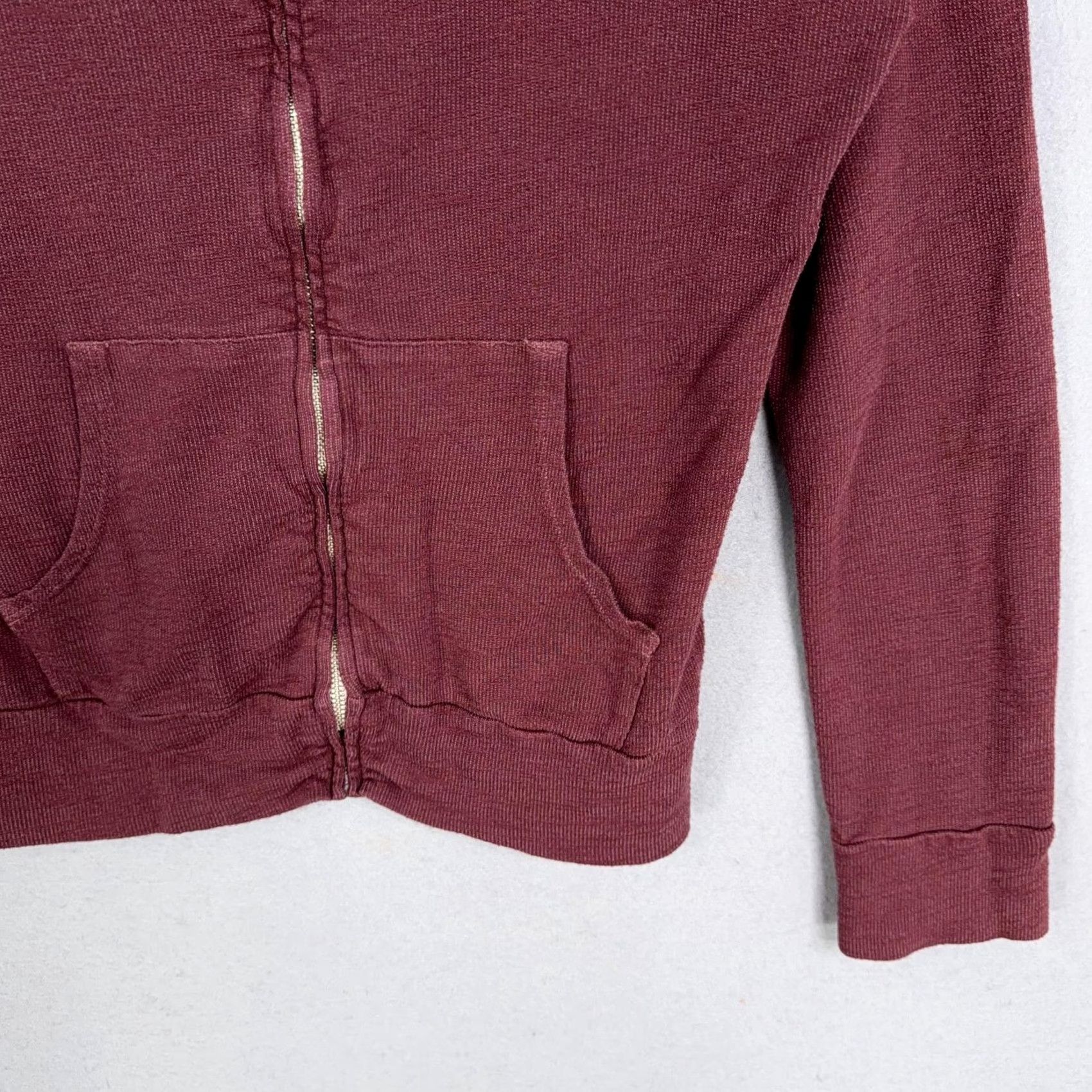 MONROW VINTAGE Monrow Hoodie Womens XS Red Waffle Knit Full Zip Pockets Top Size XS / US 0-2 / IT 36-38 - 3 Thumbnail