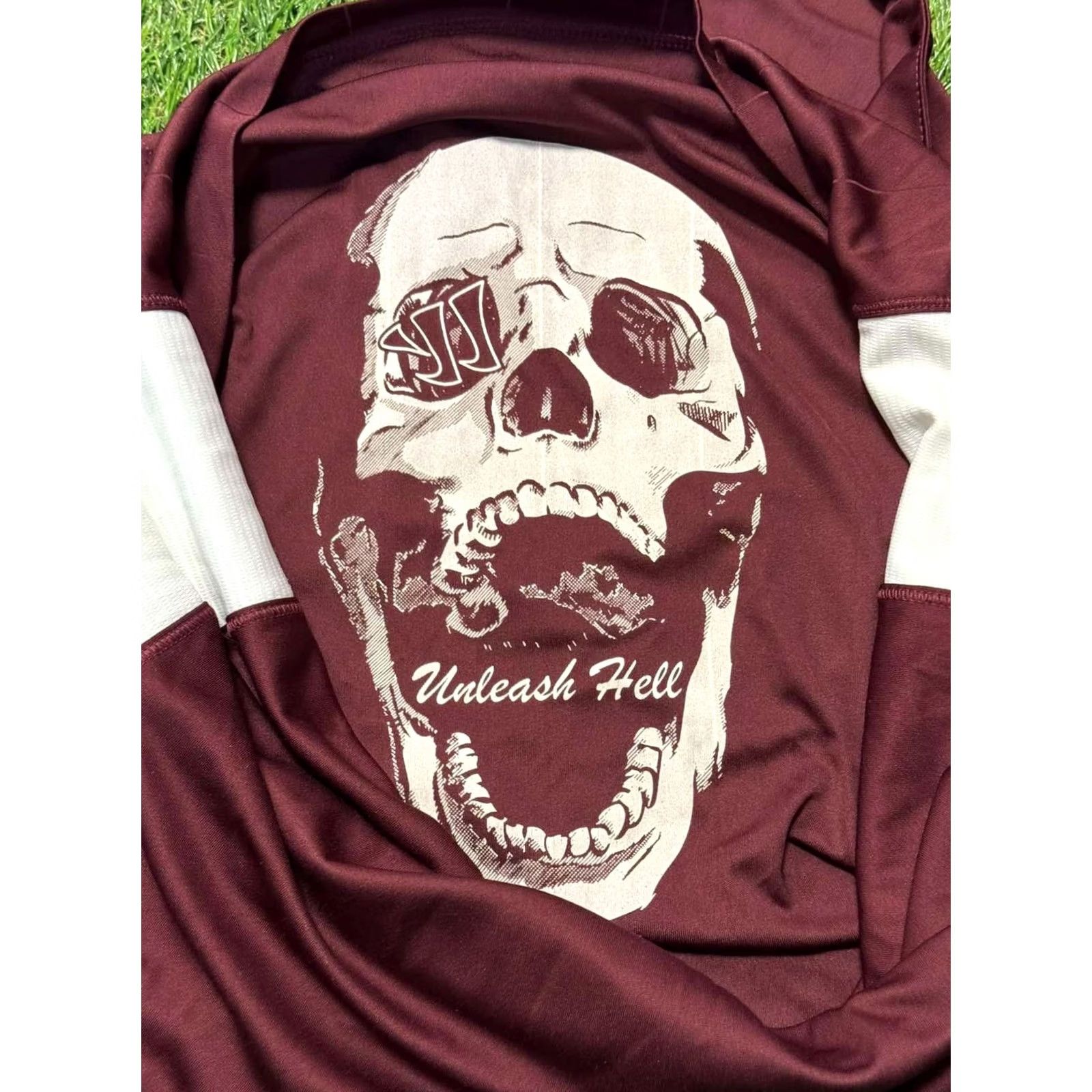 Adidas Adidas Shirt Men's S Warrior Skull Unleashed Hell Jersey Football Short Sleeve brown blue 2010s Size US S / EU 44-46 / 1 - 6 Thumbnail