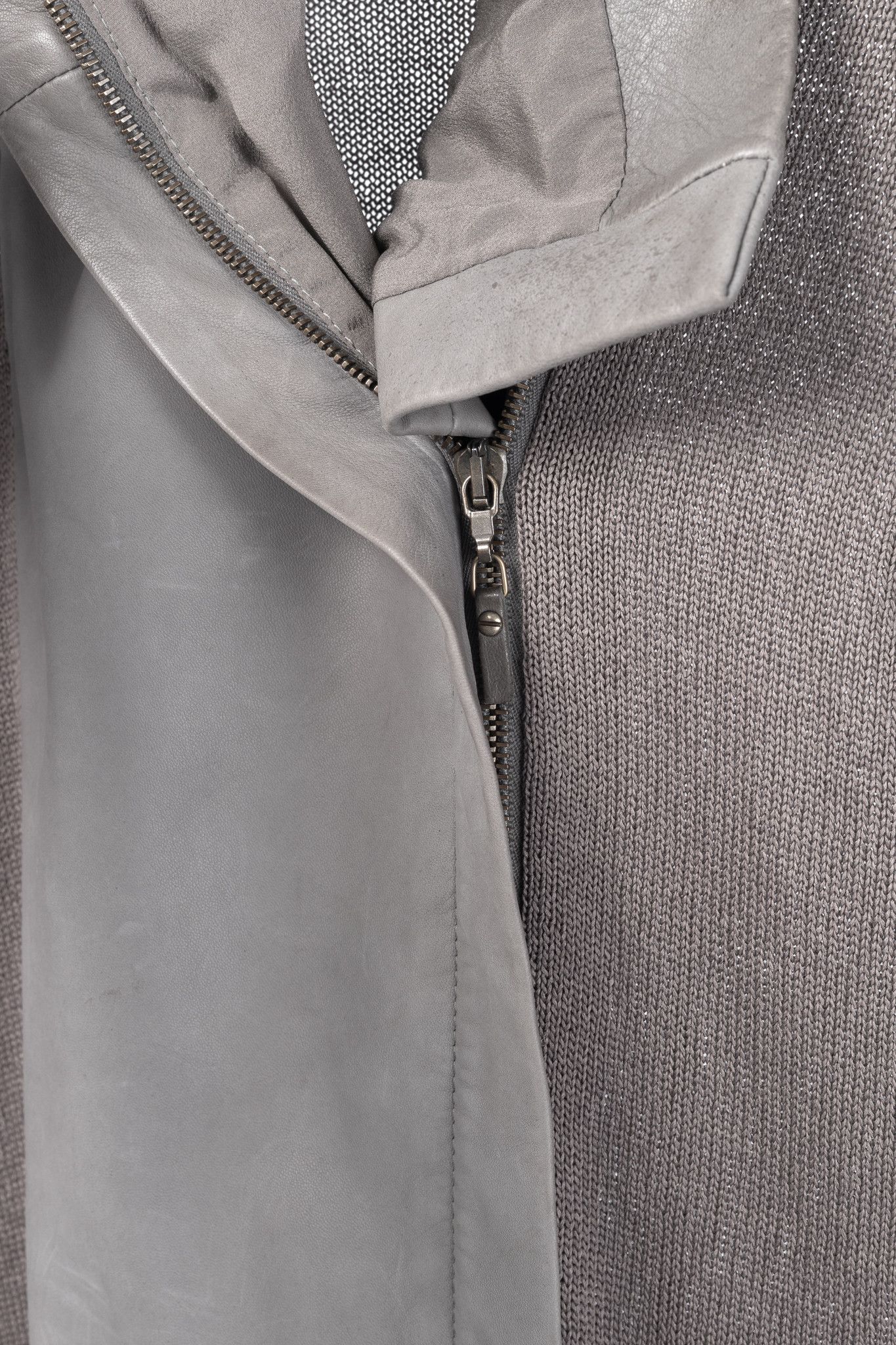 Brunello Cucinelli Brunello Cucinelli Two-Tone Cotton-Knit Leather-Trim Jacket Size S / US 4 / IT 40 - 7 Thumbnail