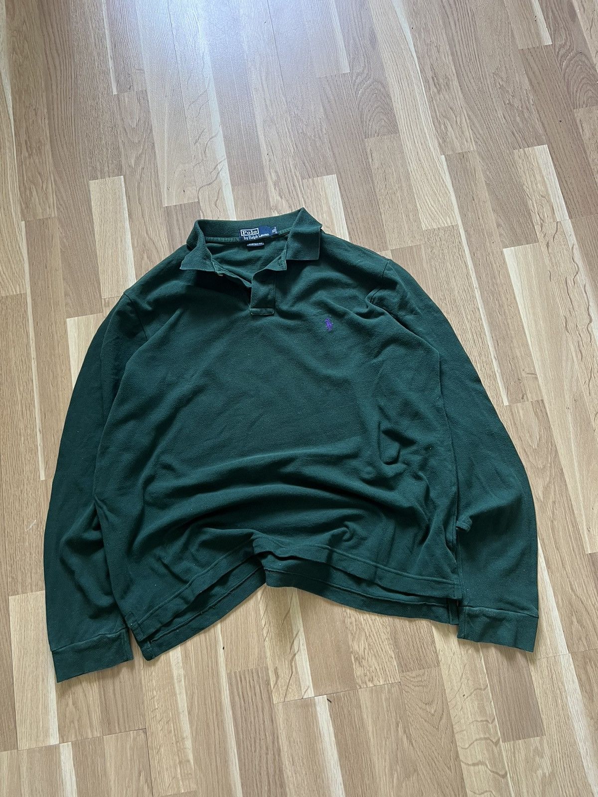 Polo Ralph Lauren × Ralph Lauren × Vintage Vintage polo Ralph Lauren rugby long sleeve green 90s Size US XL / EU 56 / 4 - 3 Thumbnail