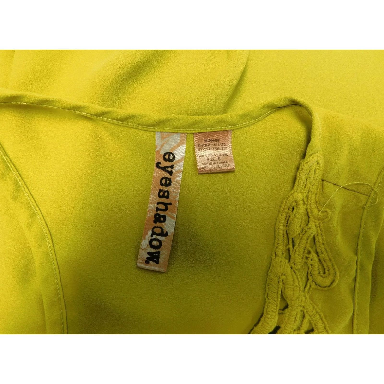 YOKE Eyeshadow Tank Top Sleeveless Scoop Neck Crochet Yoke Yellow Small Women's Blouse Shirt Summer Casual Knit Polyester Vintage No Size S / US 4 / IT 40 - 5 Thumbnail