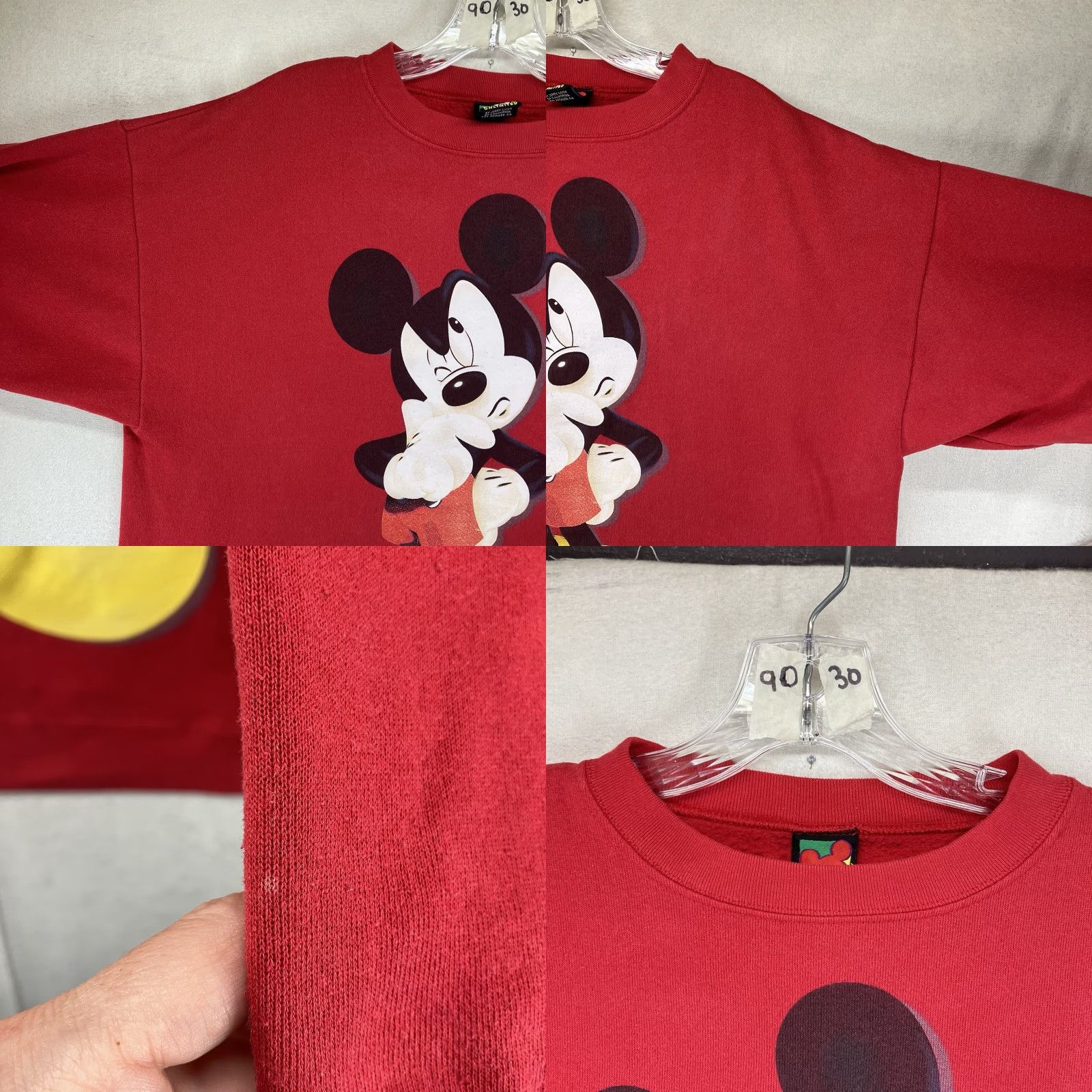 Mickey Unlimited VINTAGE Mickey Unlimited Sweatshirt Large Red Crew Neck Pullover Graphic Print 90s Mickey Mouse Funny Face Classic Fit Men Size US L / EU 52-54 / 3 - 8 Thumbnail